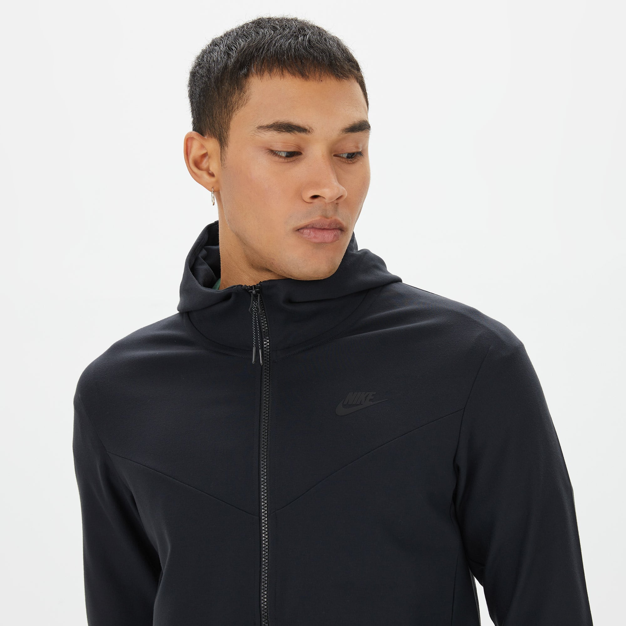 Nike Tech Full Zip Lightweight Erkek Siyah Sweatshirt