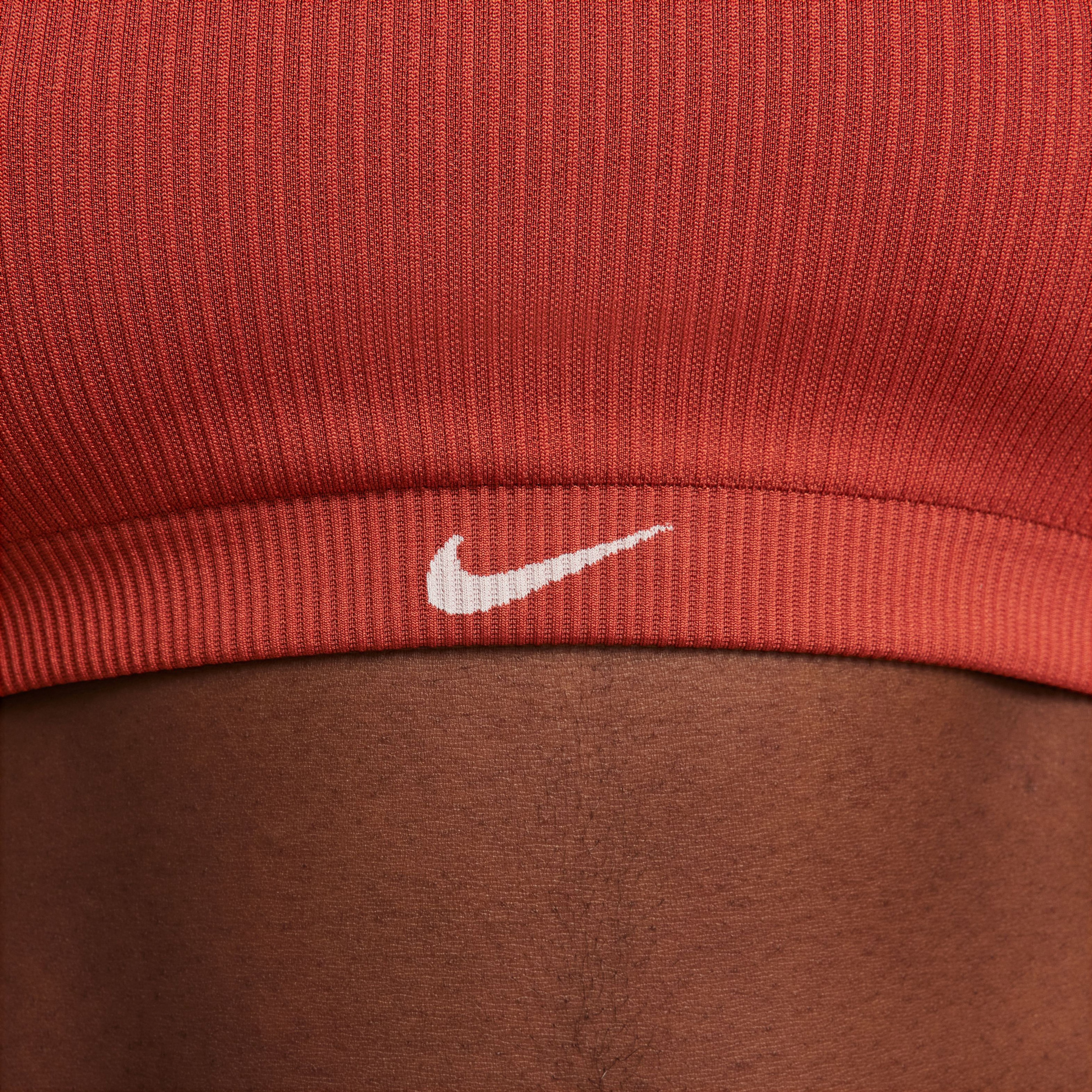 Nike Indy Seamless Ribbed Kadın Turuncu Bra