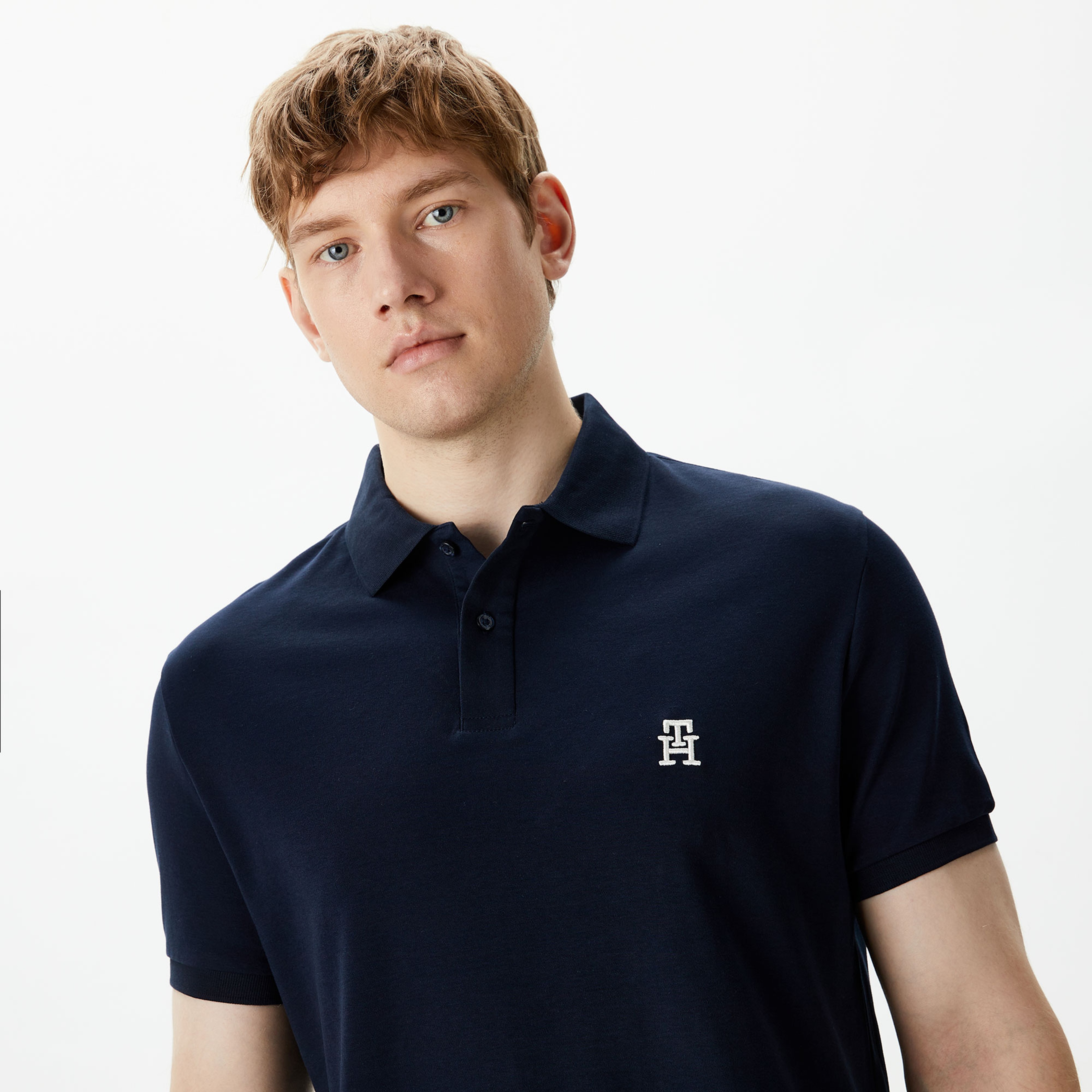 Tommy Hilfiger Monogram Embroidery Interlock Erkek Lacivert Polo