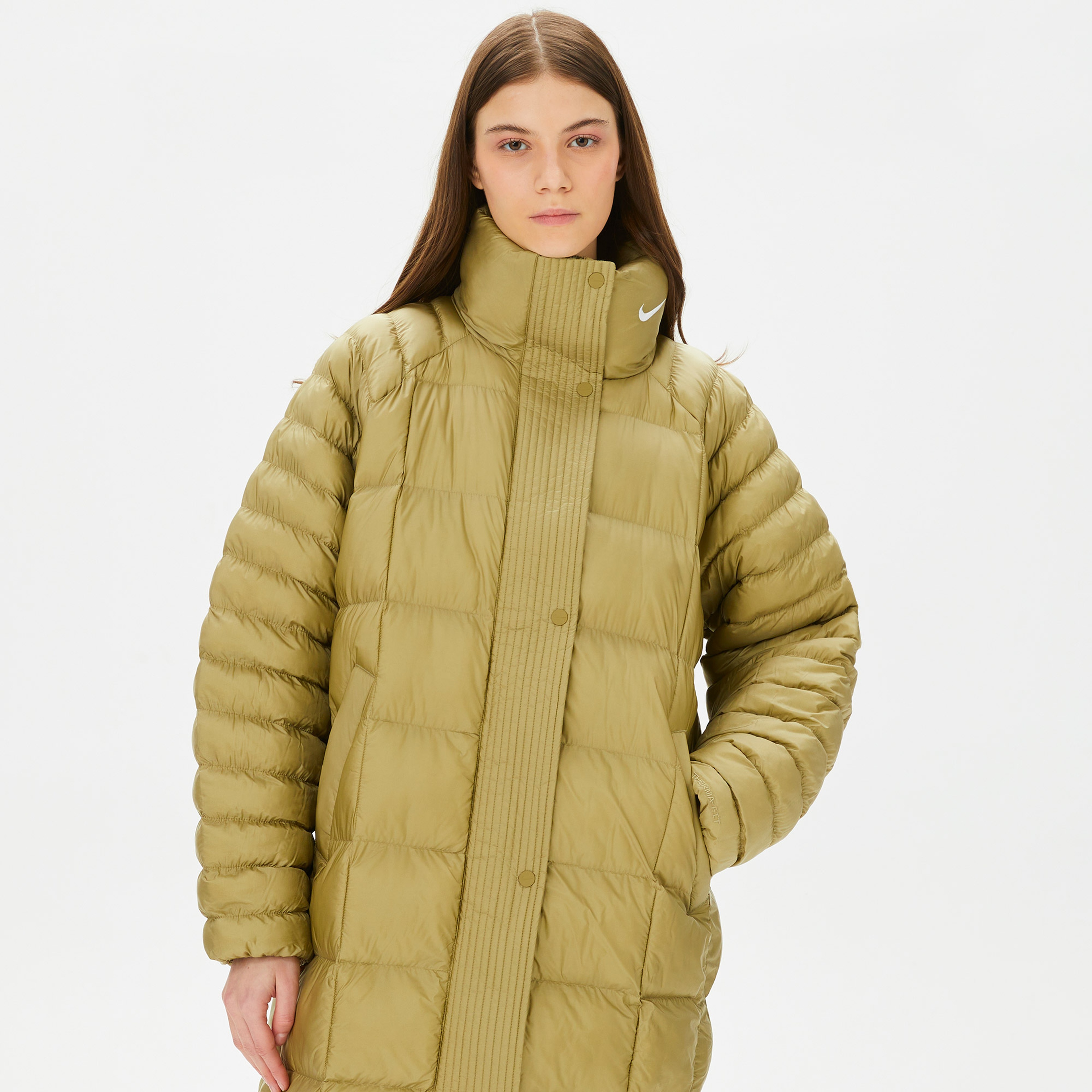 Nike Sportswear Essentials Swoosh Puffer PrimaLoft® Kadın Haki Mont