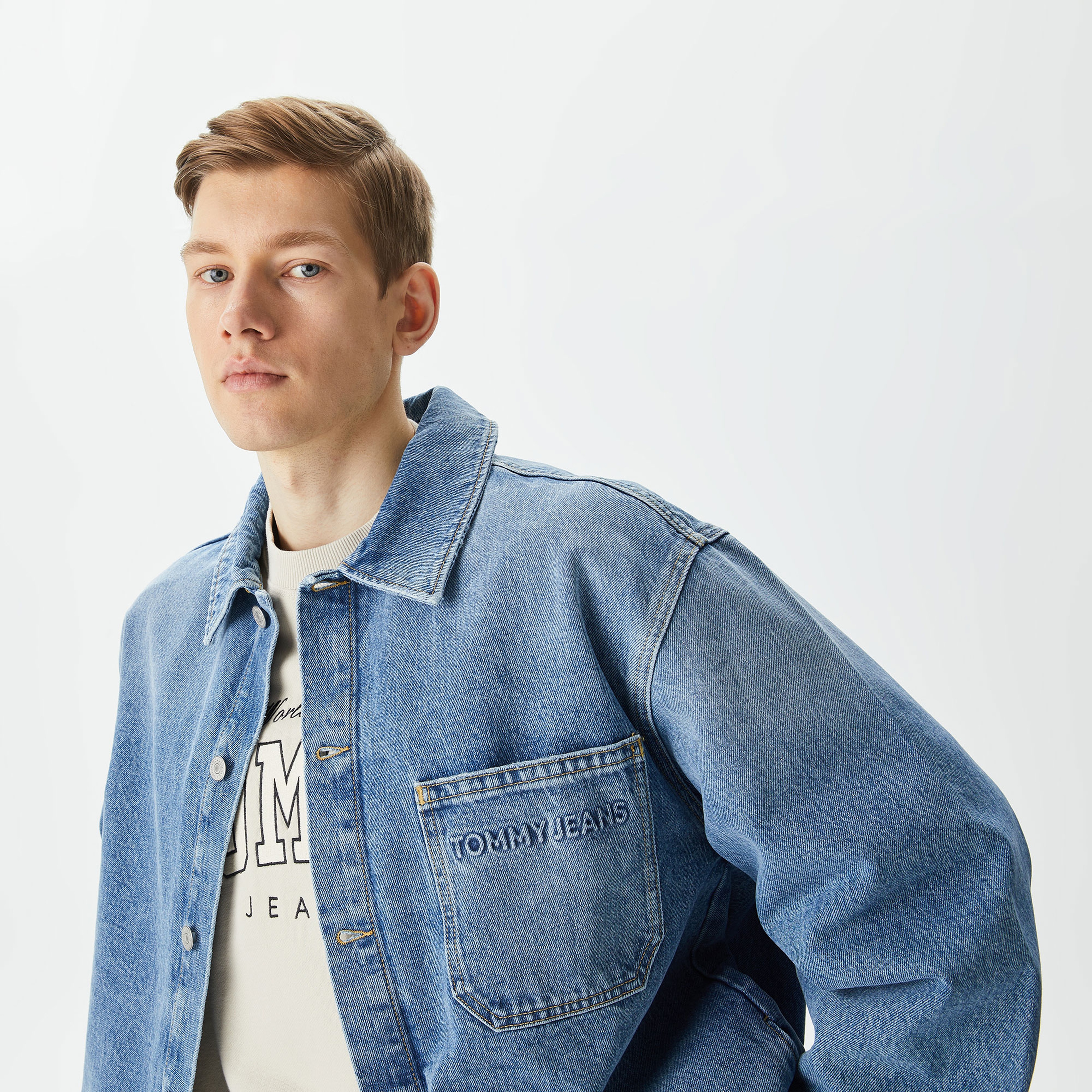 Tommy Jeans Aiden Overshirt Erkek Mavi Ceket