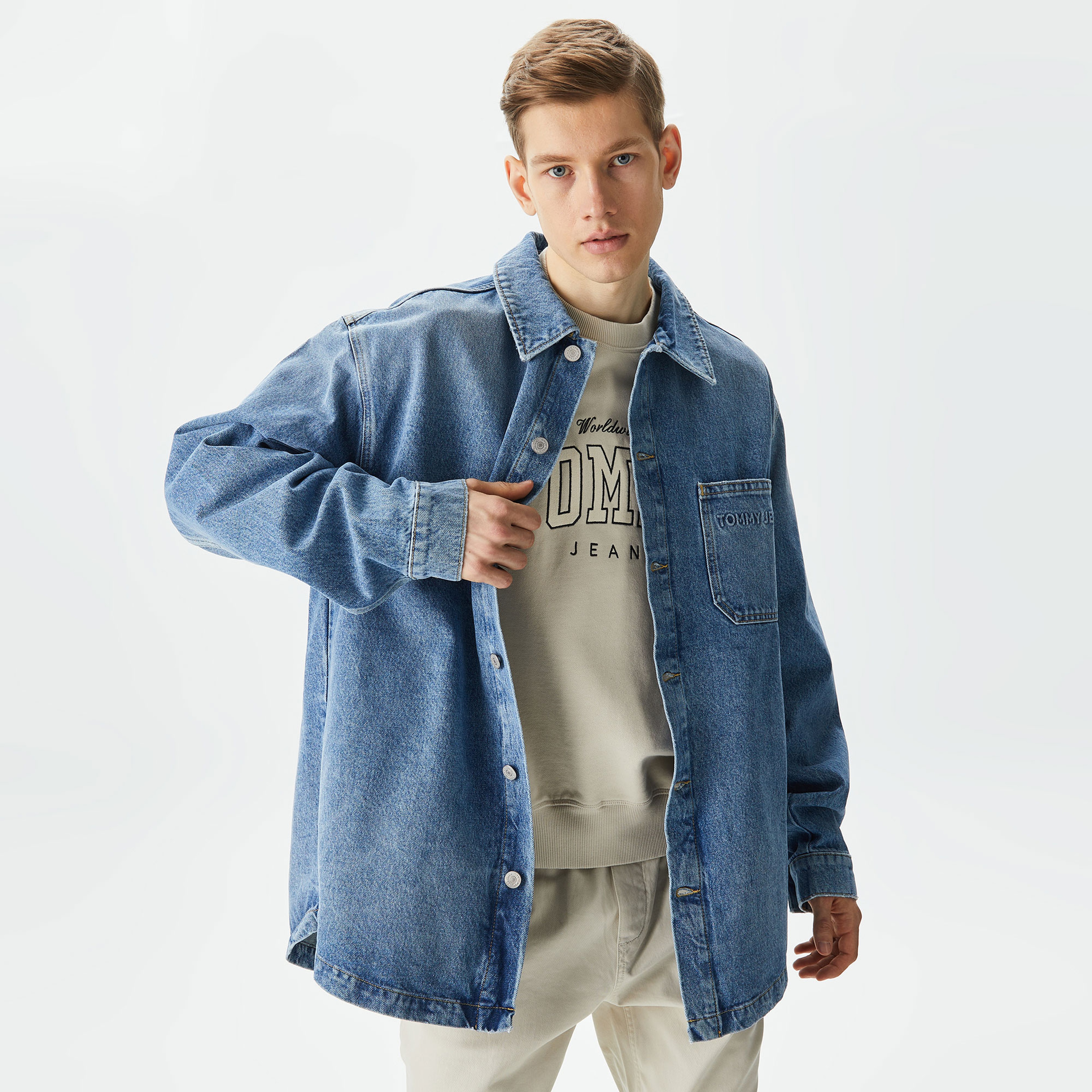 Tommy Jeans Aiden Overshirt Erkek Mavi Ceket