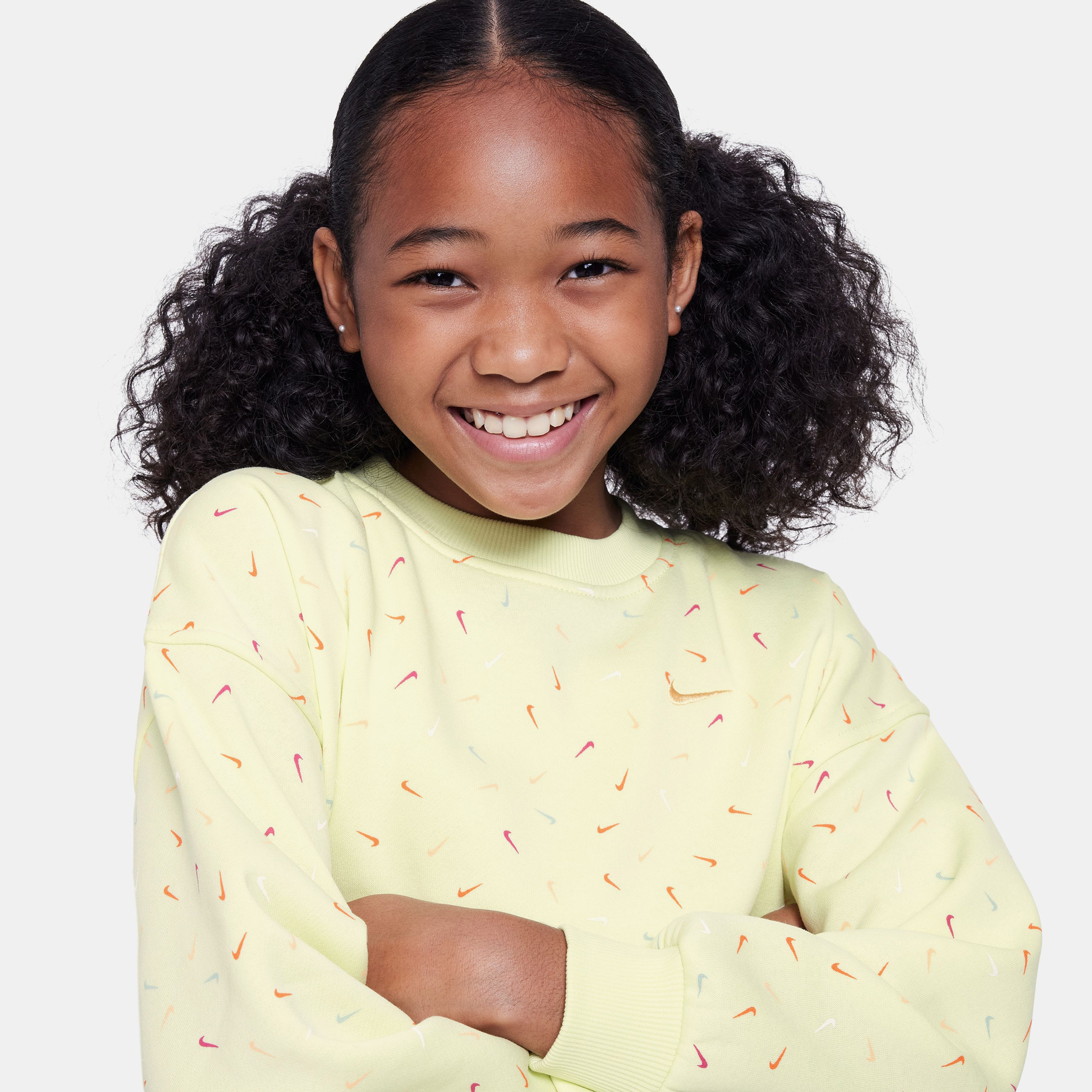 Nike Sportswear Club Fleece Oversize Çocuk Sarı Uzun Kollu T-Shirt