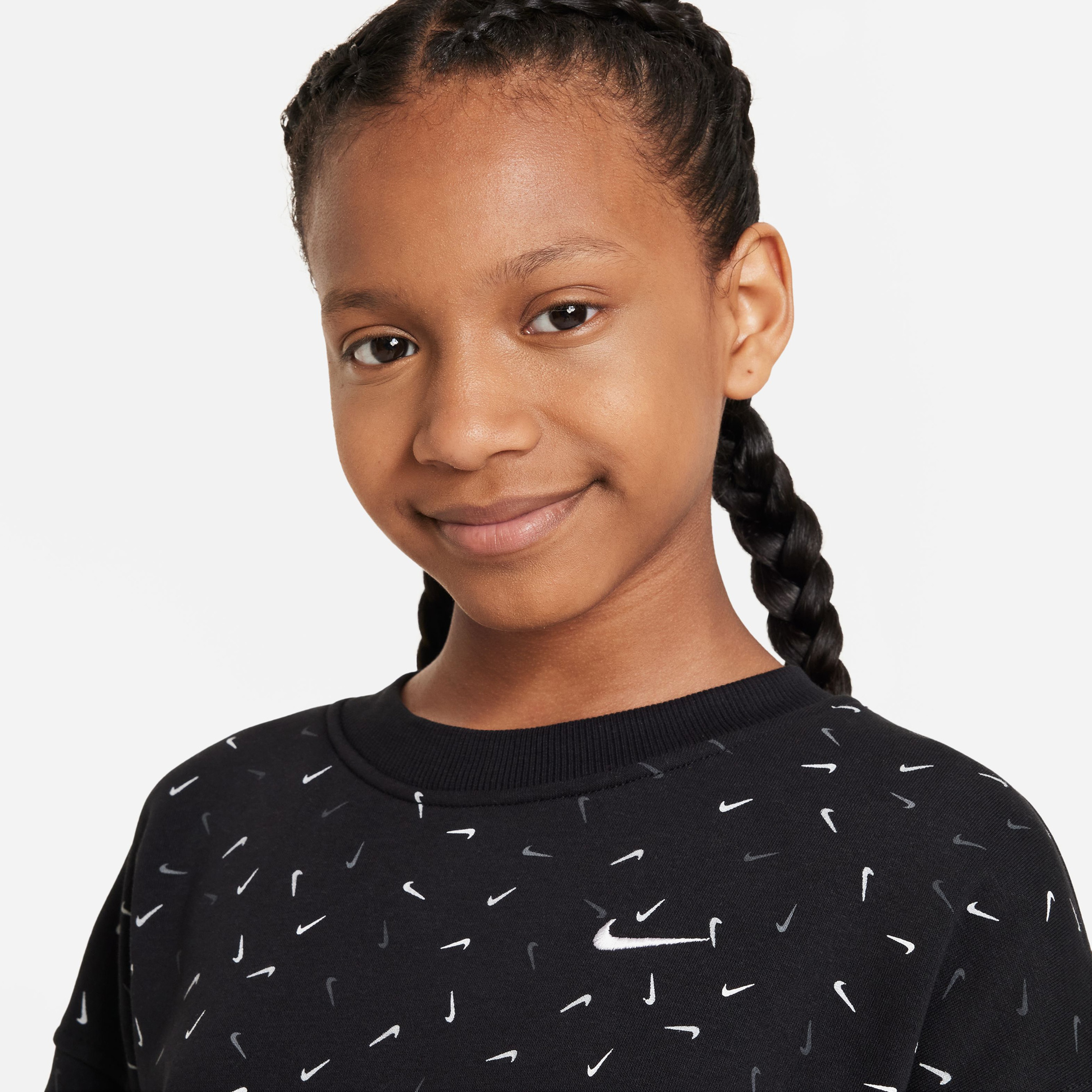 Nike Sportswear Club Fleece Oversize Çocuk Siyah Uzun Kollu T-Shirt