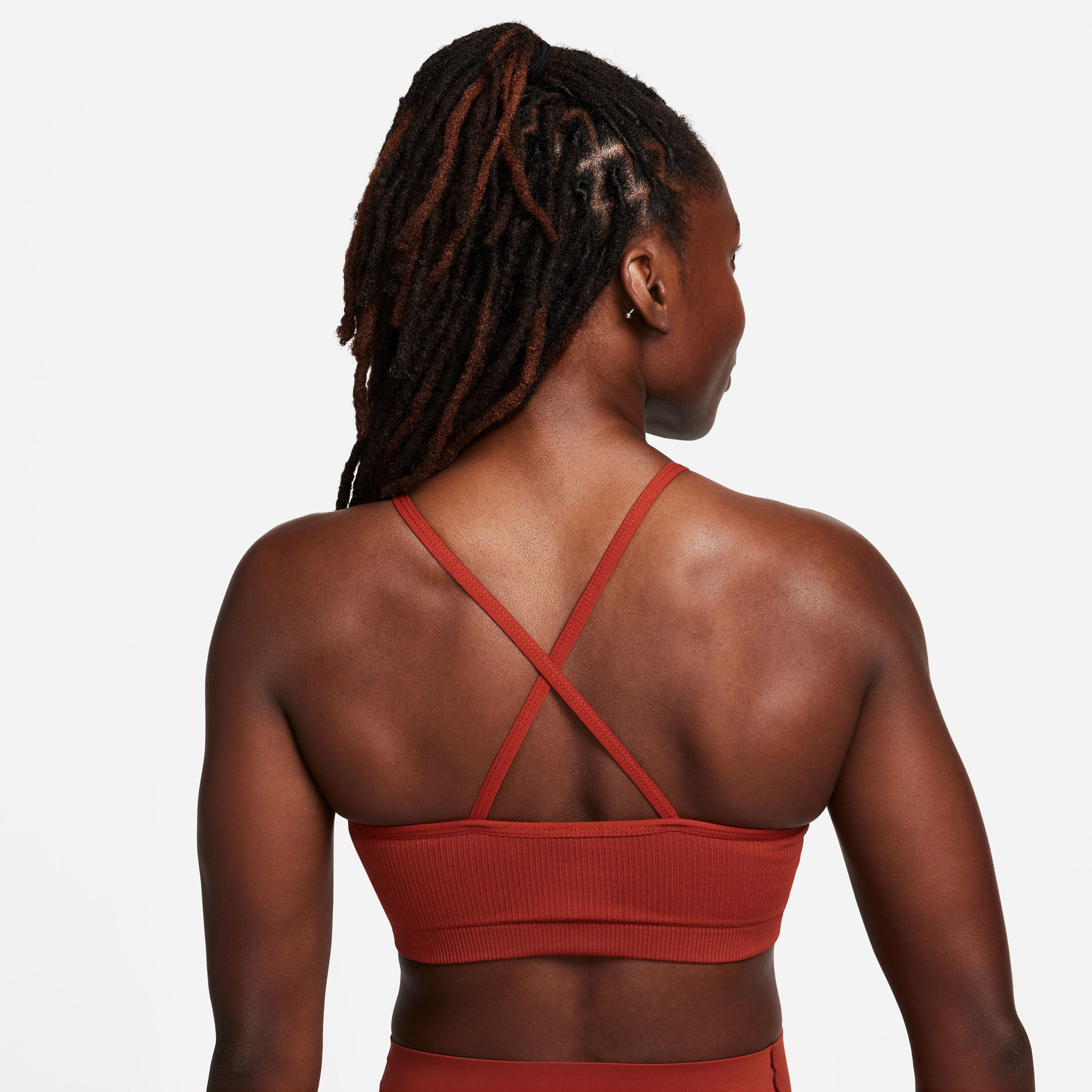 Nike Indy Seamless Ribbed Kadın Turuncu Bra