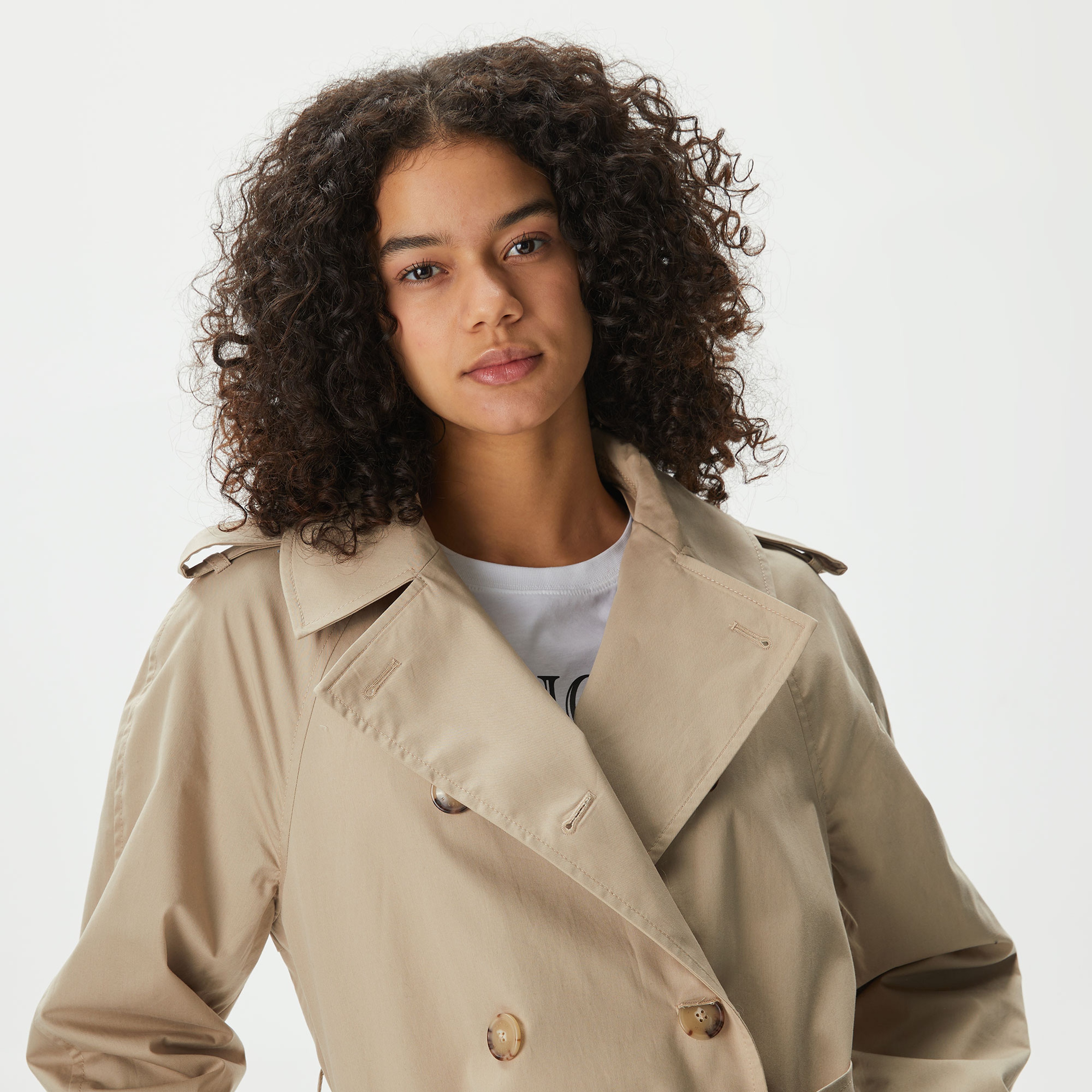 Tommy Hilfiger Cotton Classic Trench Kadın Bej Trençkot
