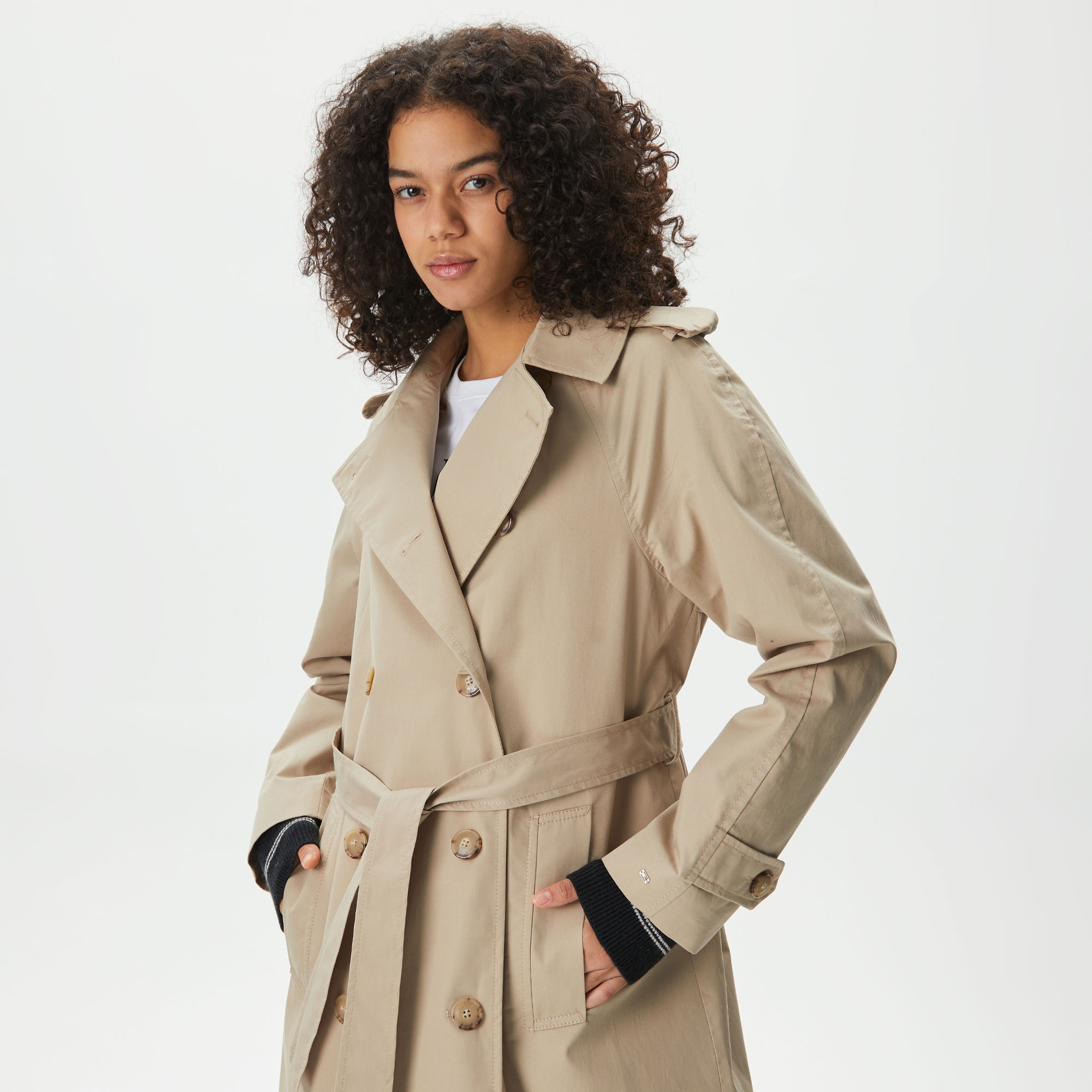 Tommy Hilfiger Cotton Classic Trench Kadın Bej Trençkot