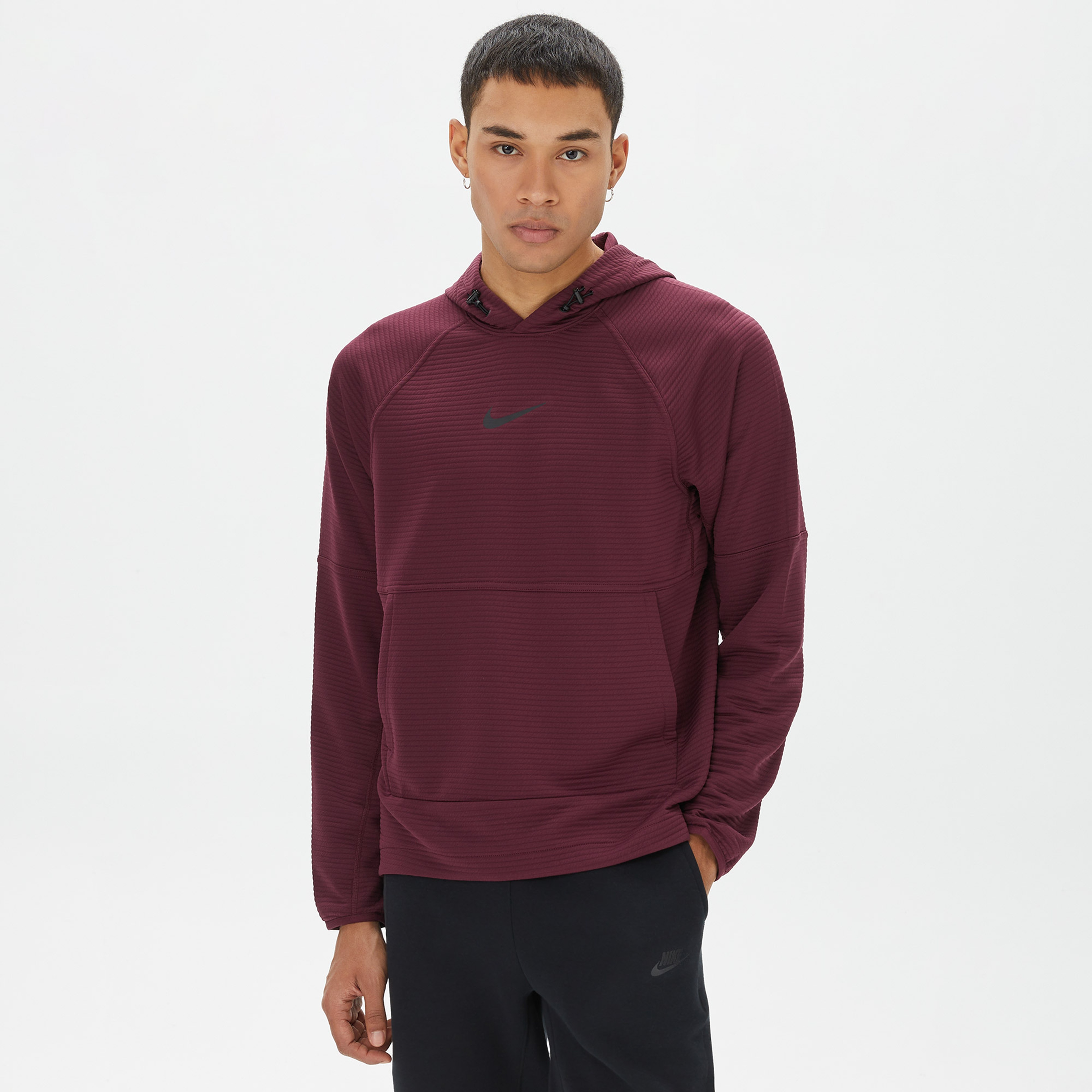 Nike Pro Dri-FIT Fleece Erkek Bordo Sweatshirt