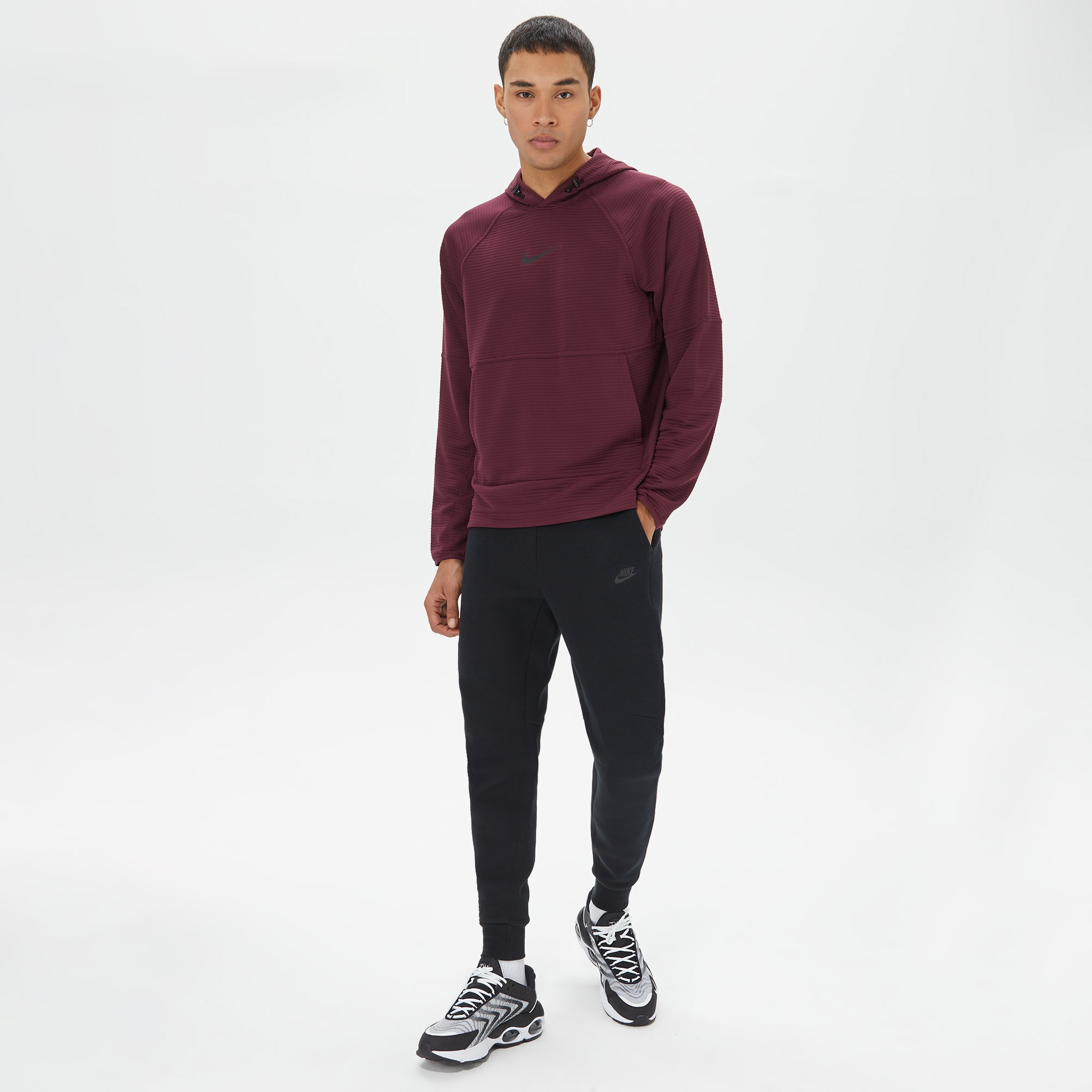Nike Pro Dri-FIT Fleece Erkek Bordo Sweatshirt
