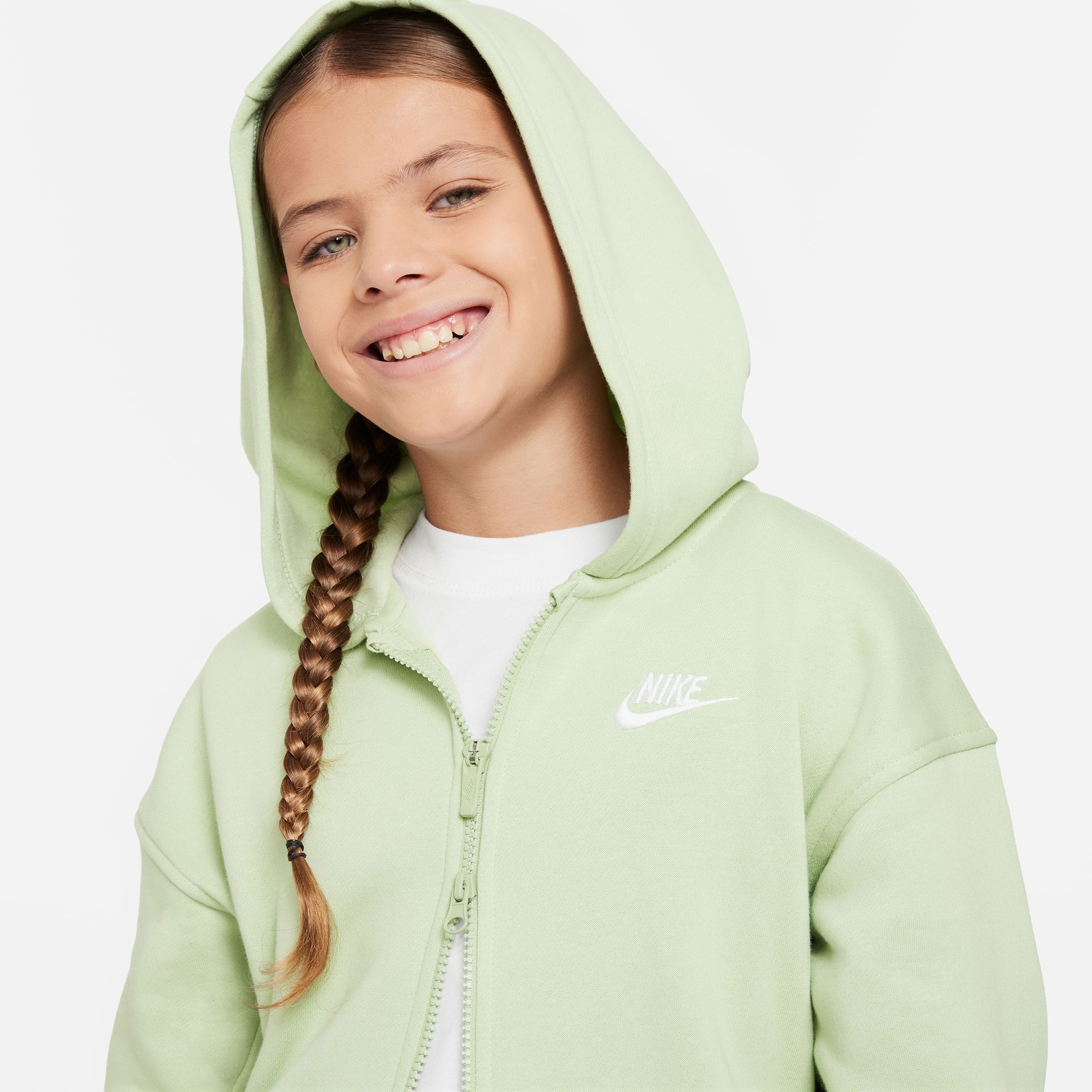 Nike Sportswear Club Fleece Oversize Full Zip Çocuk Yeşil Sweatshirt
