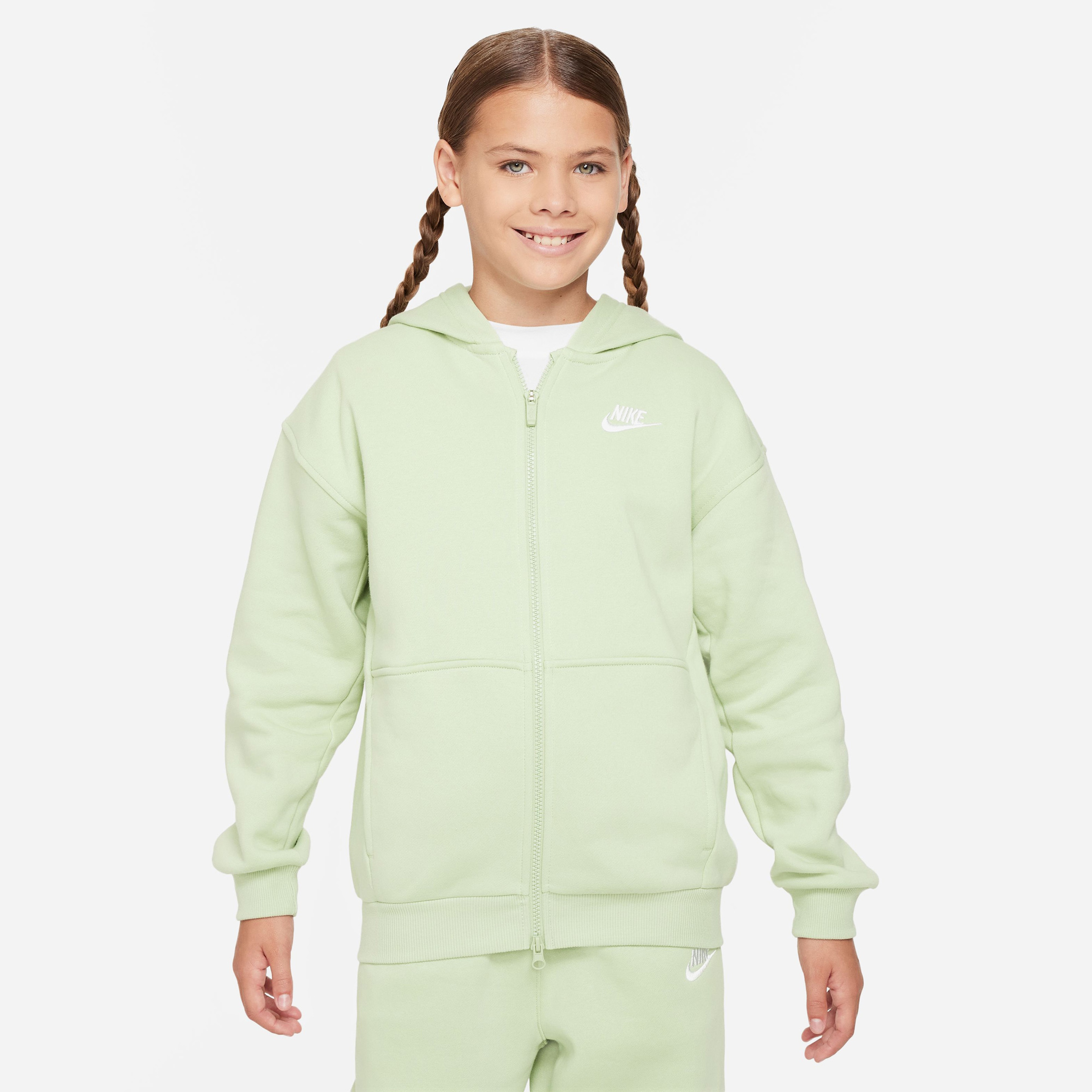 Nike Sportswear Club Fleece Oversize Full Zip Çocuk Yeşil Sweatshirt