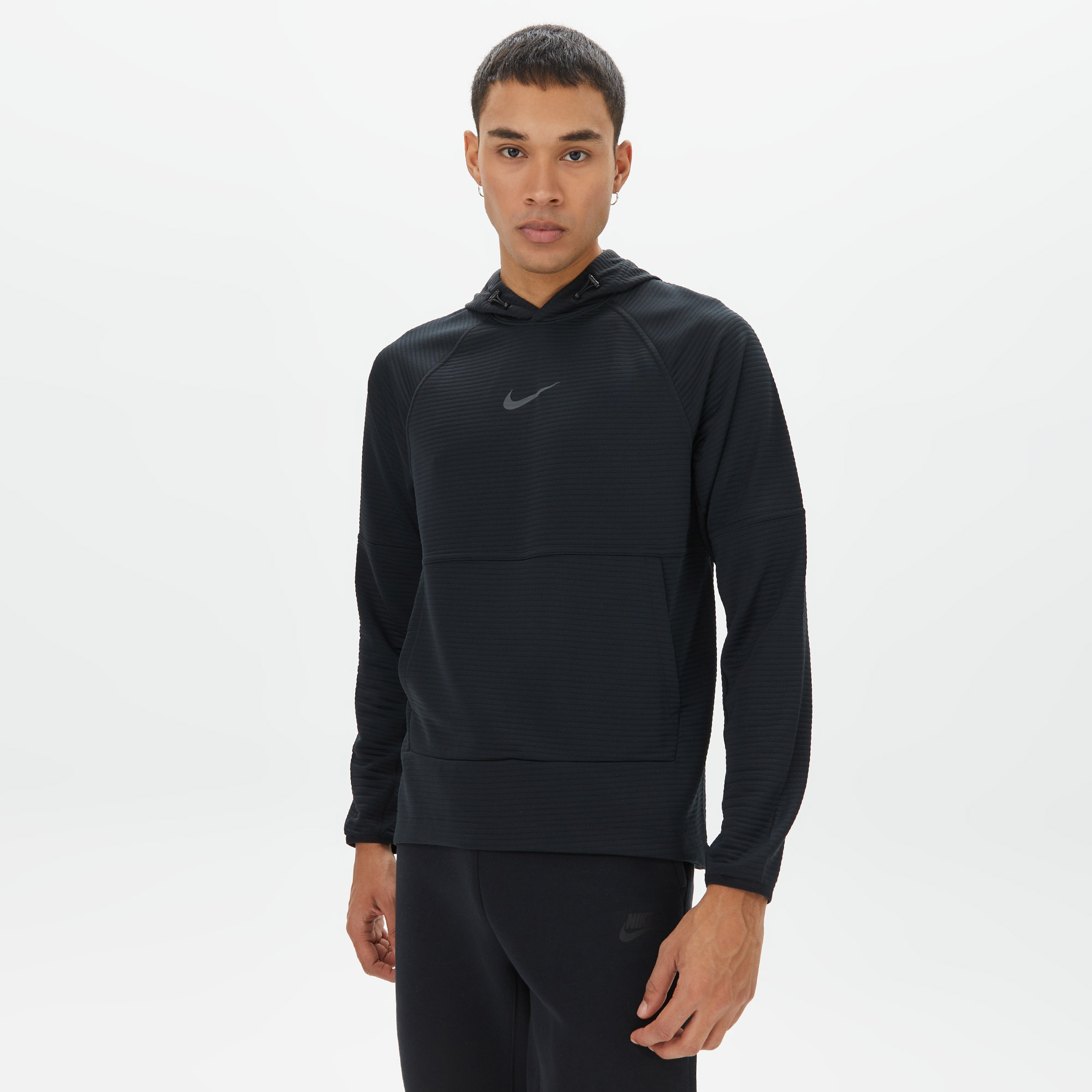 Nike Pro Dri-FIT Fleece Erkek Siyah Sweatshirt