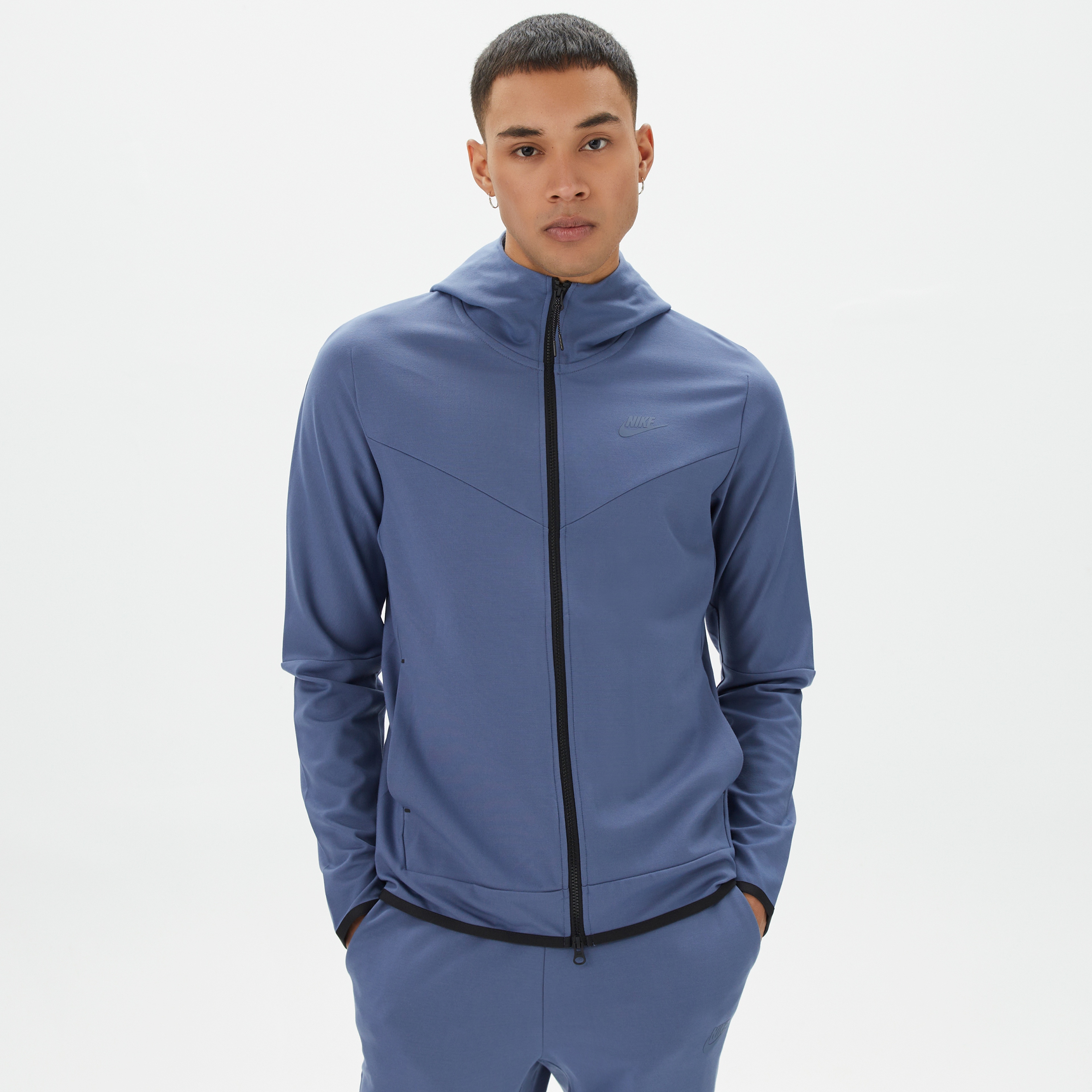 Nike Tech Full Zip Lightweight Erkek Mavi Sweatshirt
