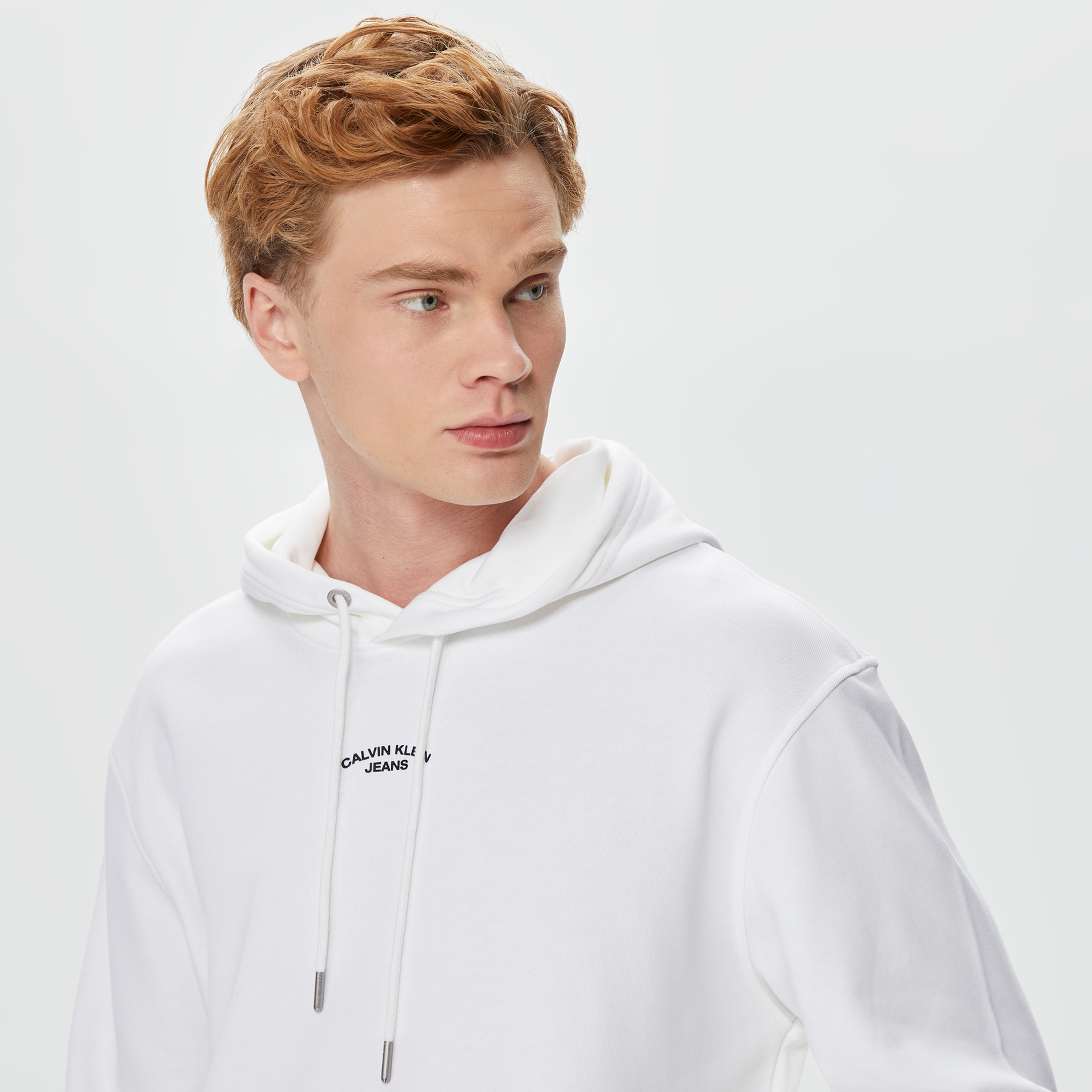 Calvin Klein Canvas Curve Graphic Beyaz Erkek Sweatshirt