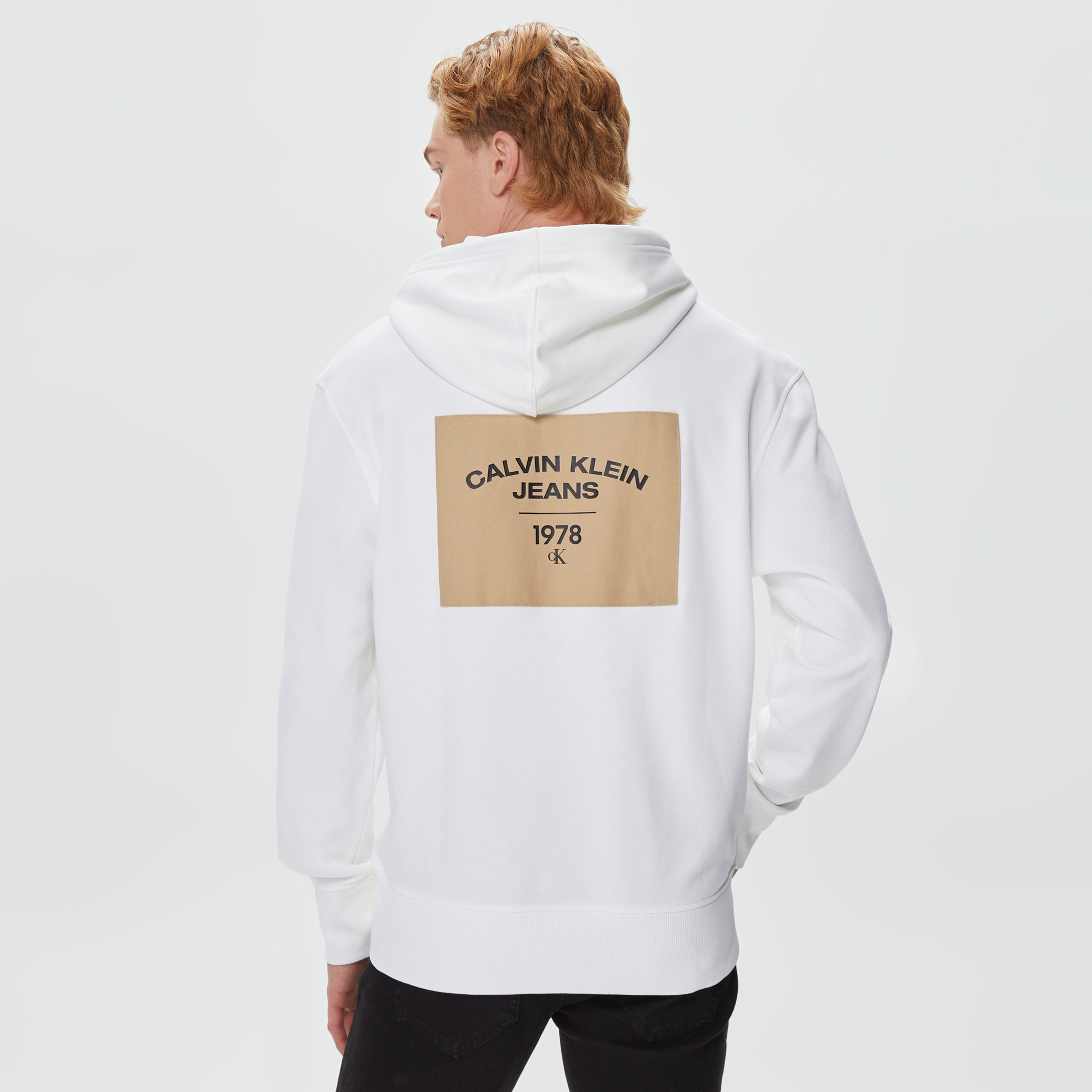 Calvin Klein Canvas Curve Graphic Beyaz Erkek Sweatshirt