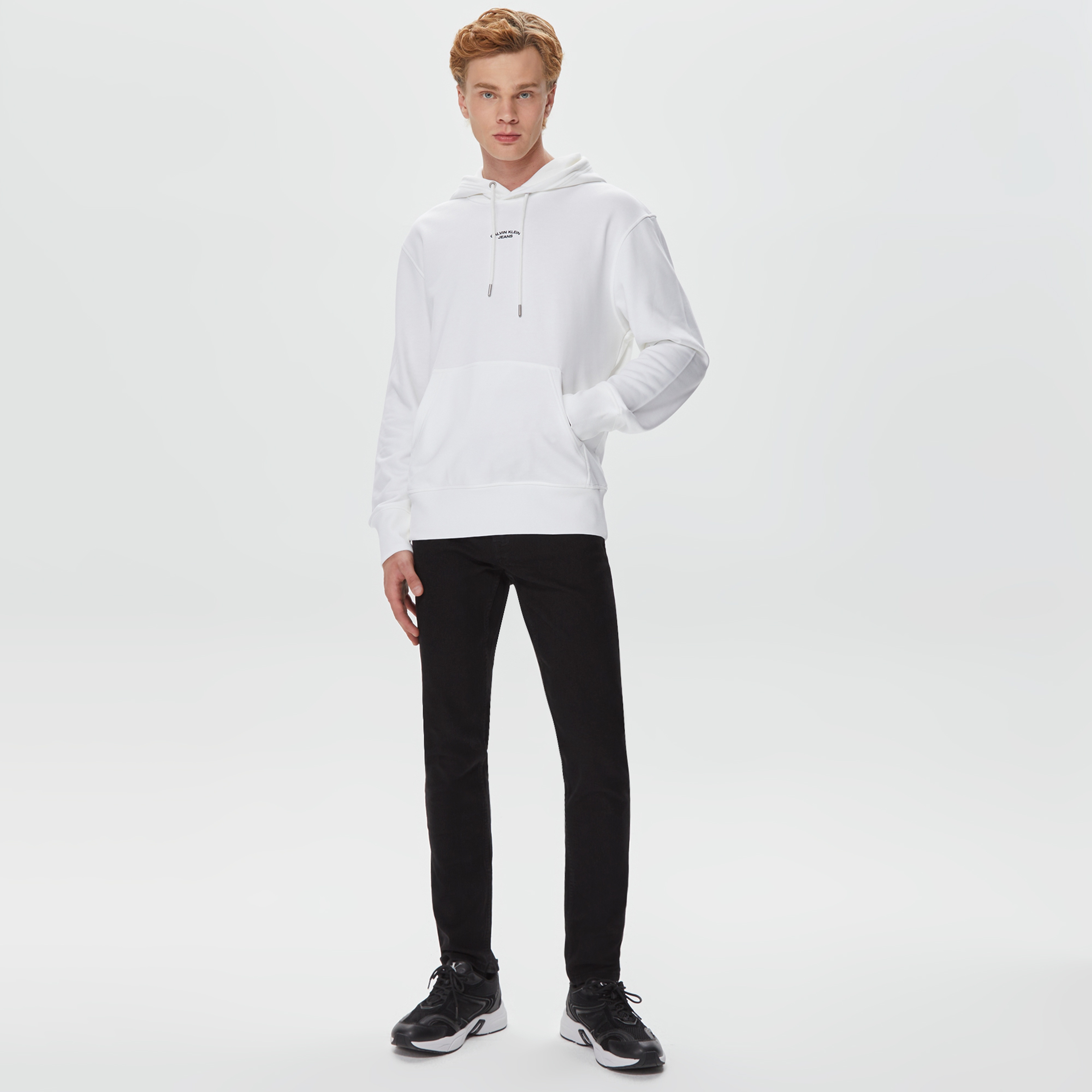 Calvin Klein Canvas Curve Graphic Beyaz Erkek Sweatshirt