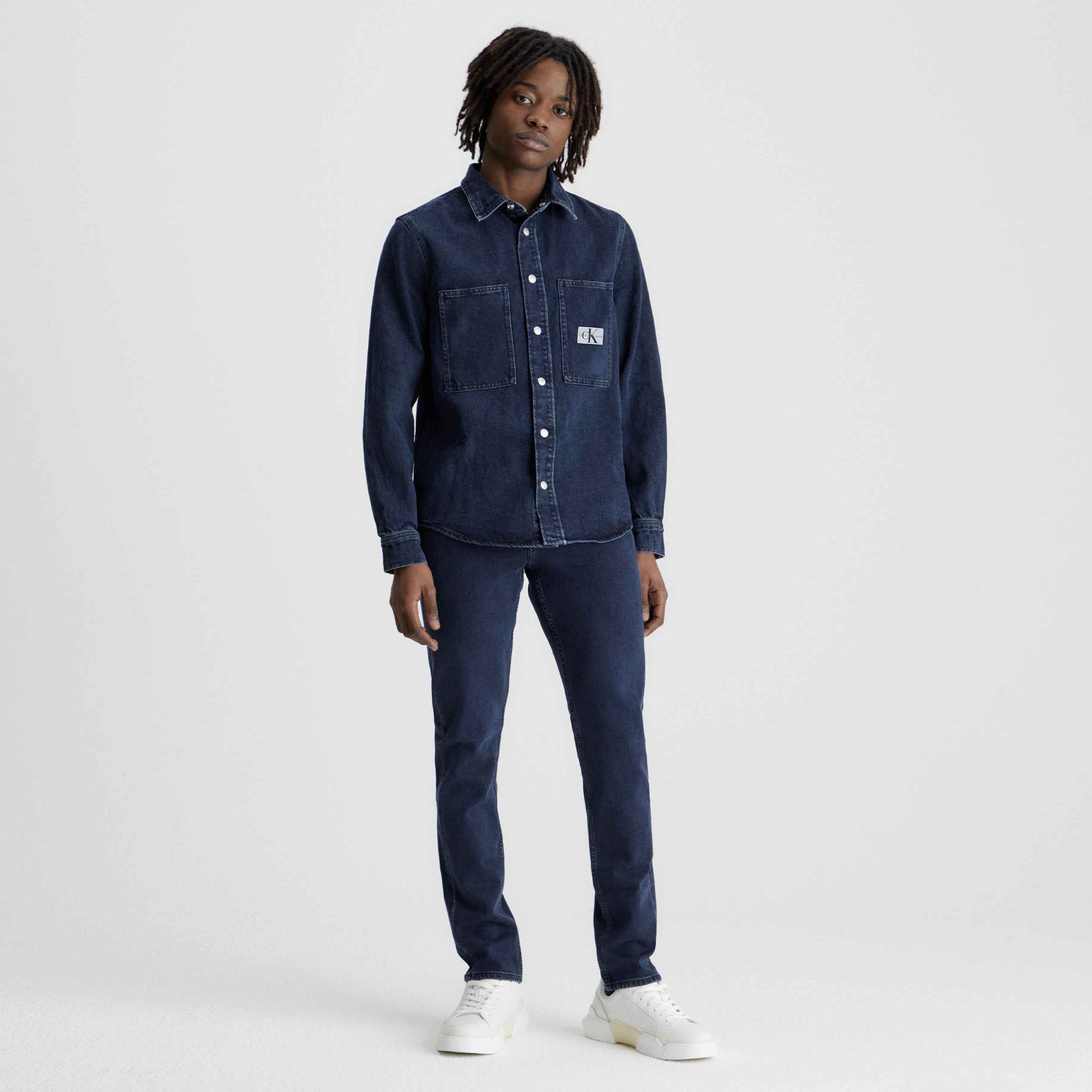 Calvin Klein Jeans Relaxed Linear Denim Erkek Mavi Gömlek