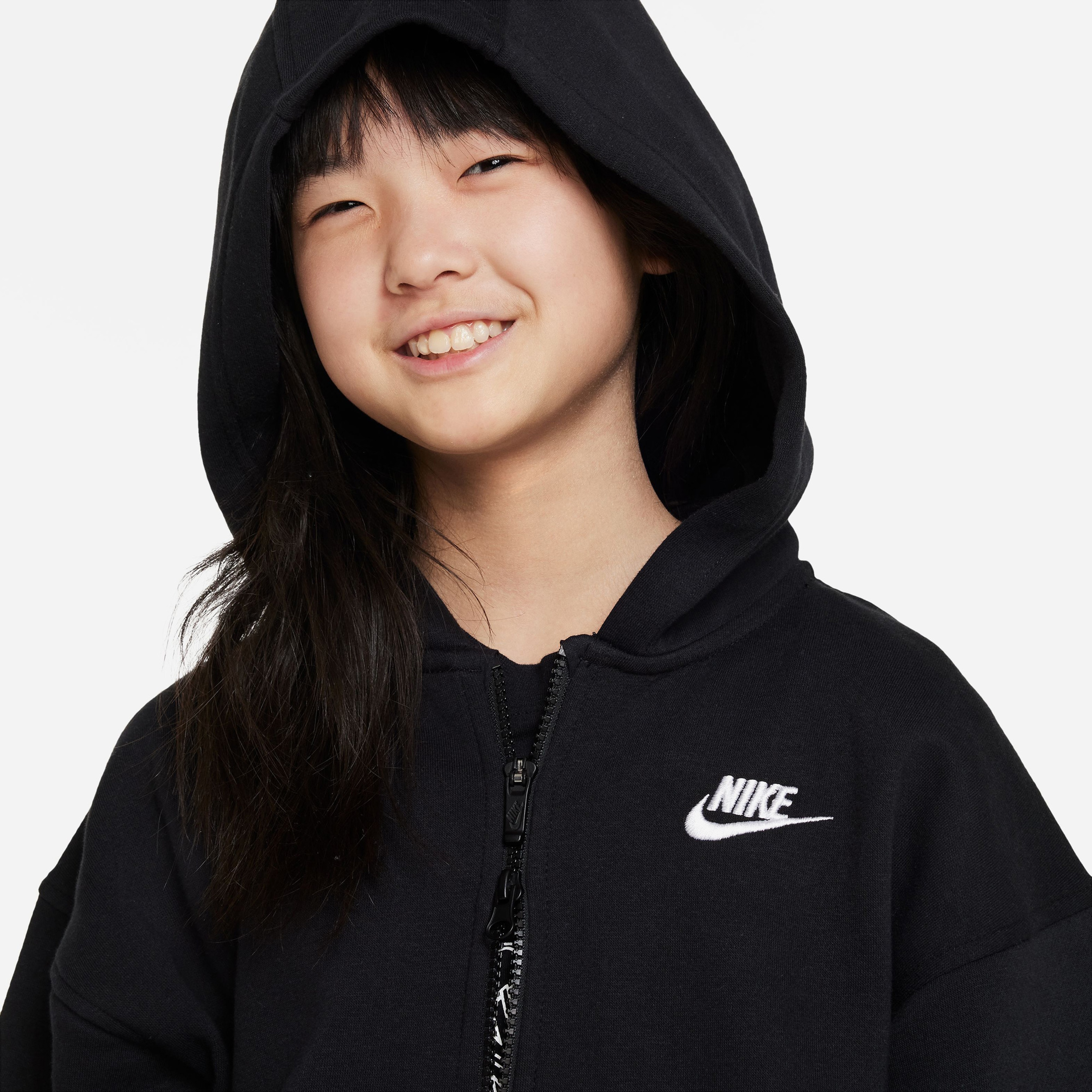Nike Sportswear Club Fleece Oversize Full Zip Çocuk Siyah Sweatshirt