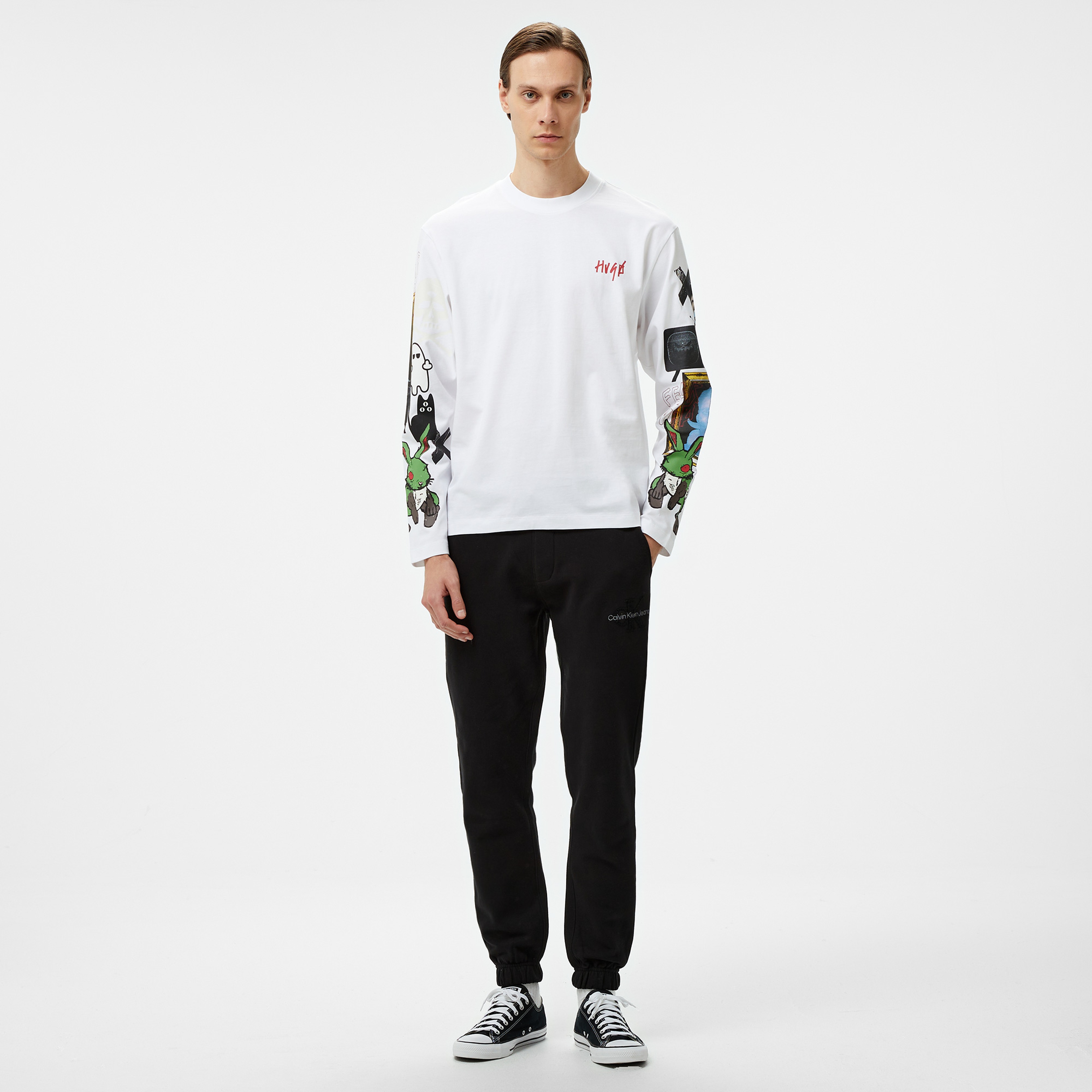 Hugo Dirabbilon solid Erkek Beyaz T-Shirt