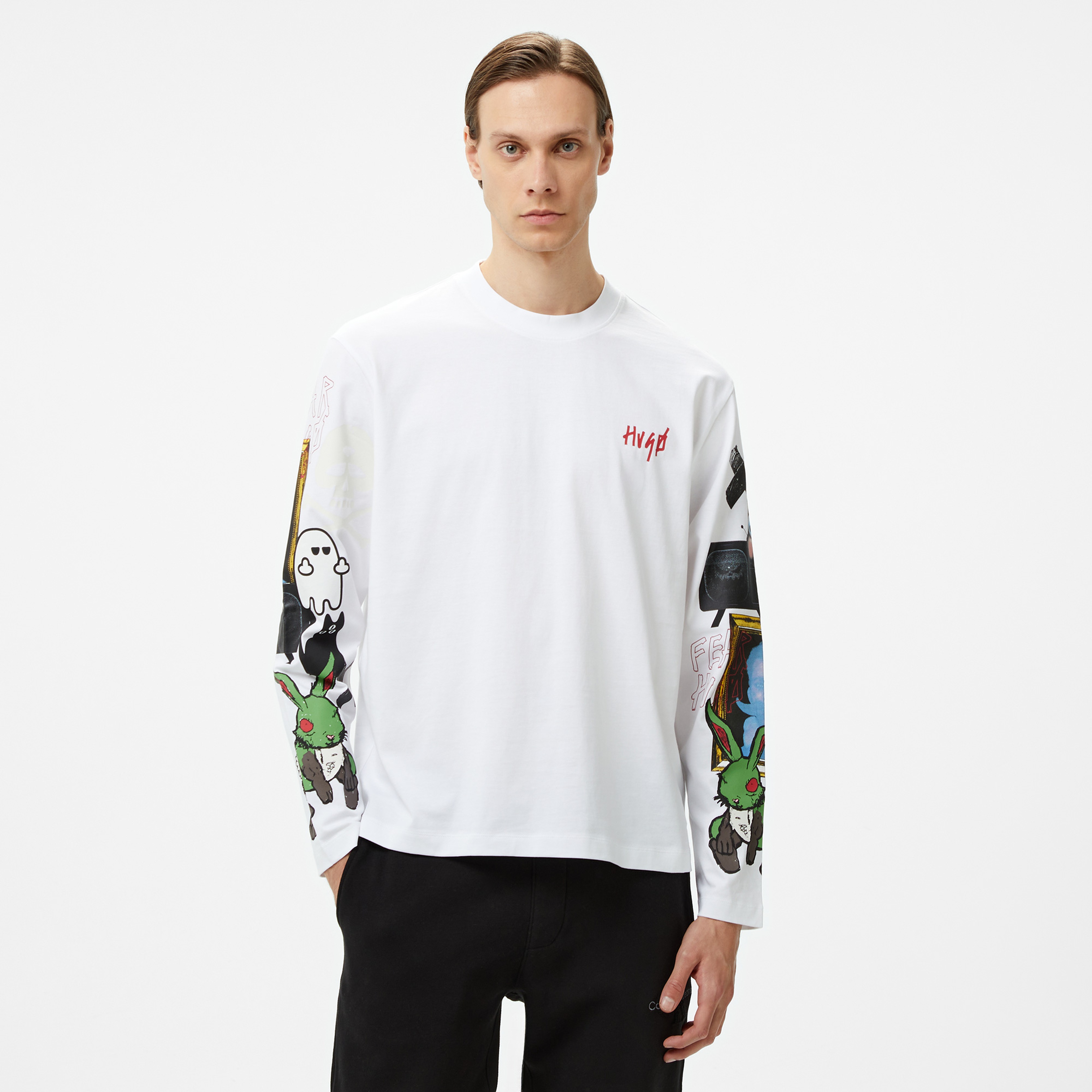 Hugo Dirabbilon solid Erkek Beyaz T-Shirt