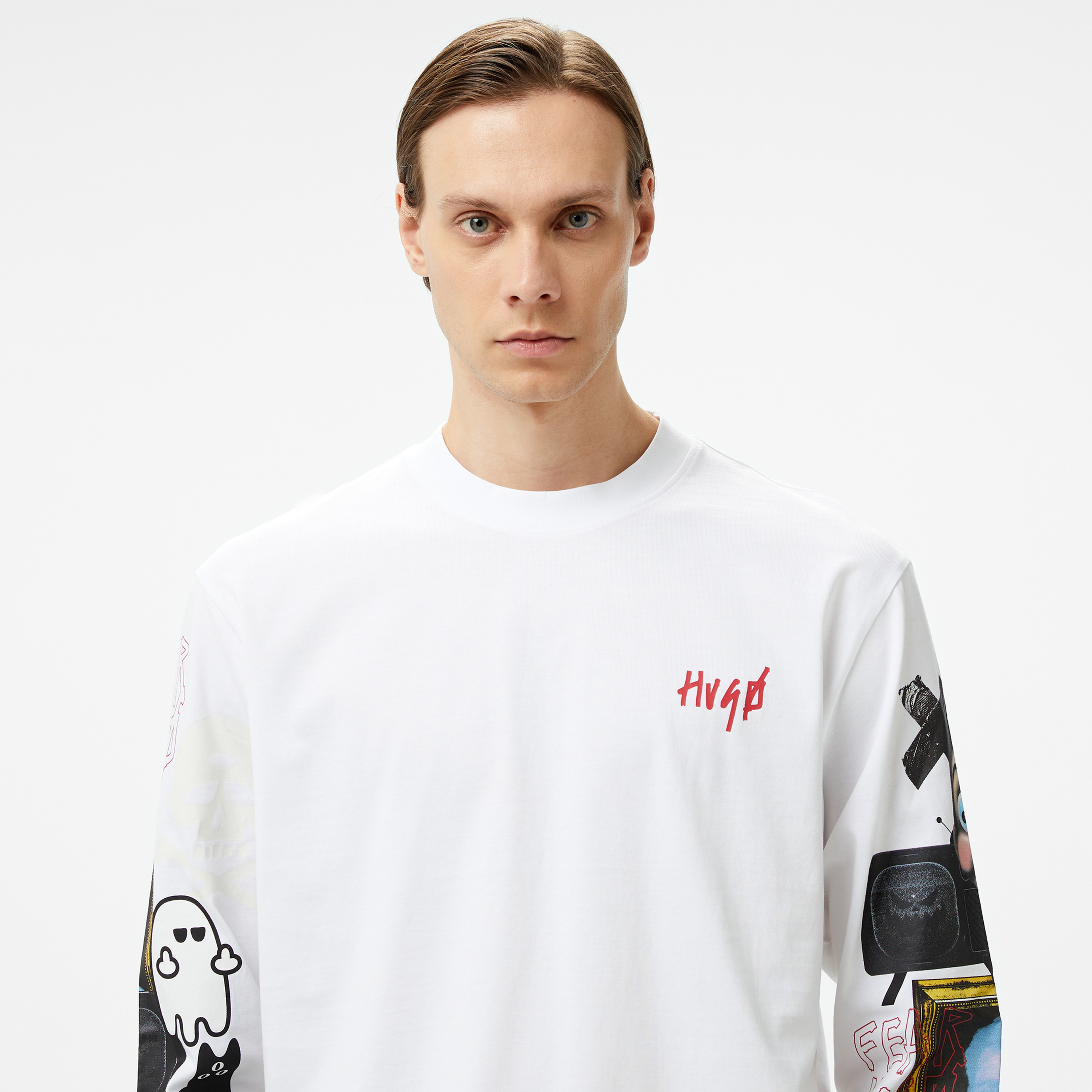 Hugo Dirabbilon solid Erkek Beyaz T-Shirt