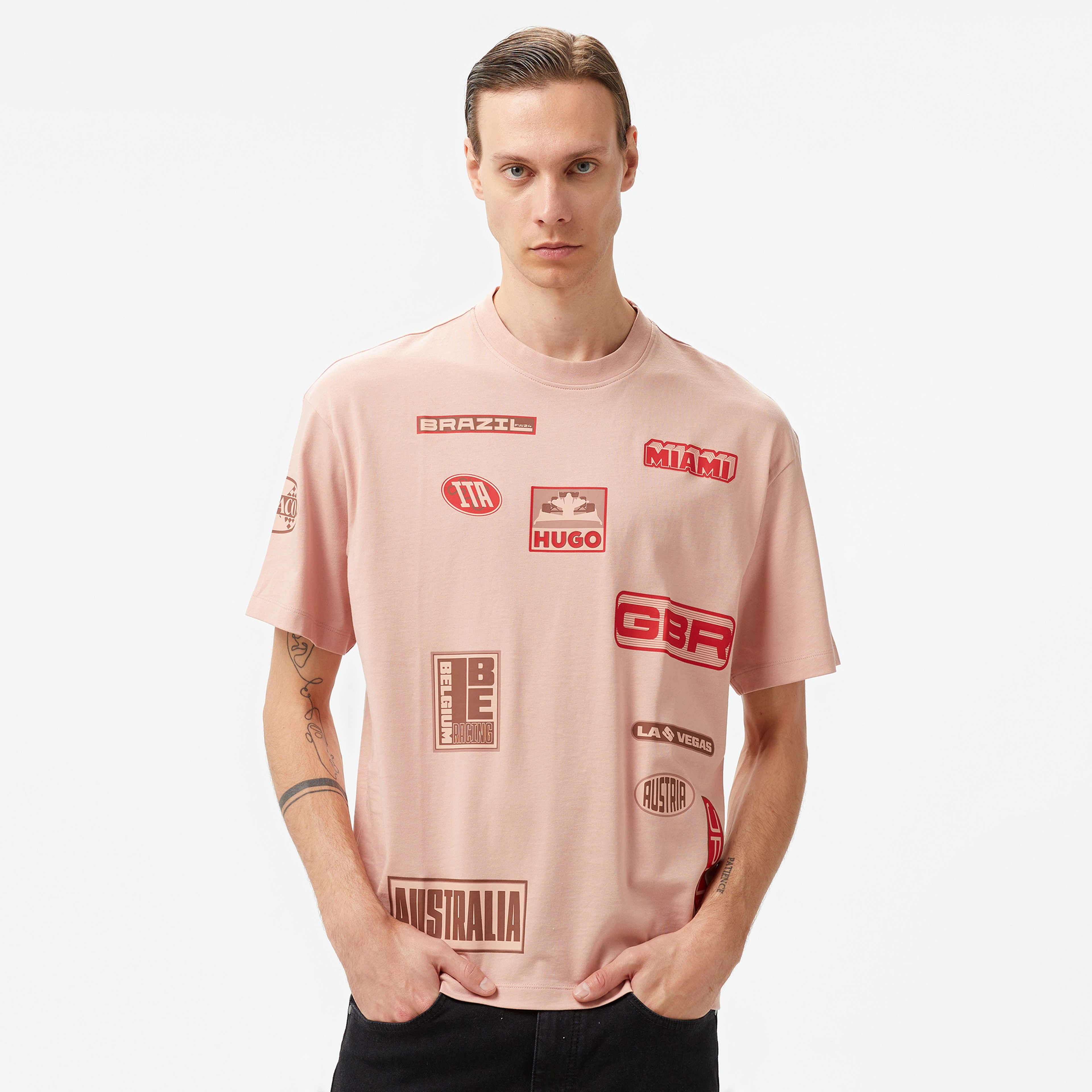 Hugo Druve RB Erkek Pembe T-Shirt