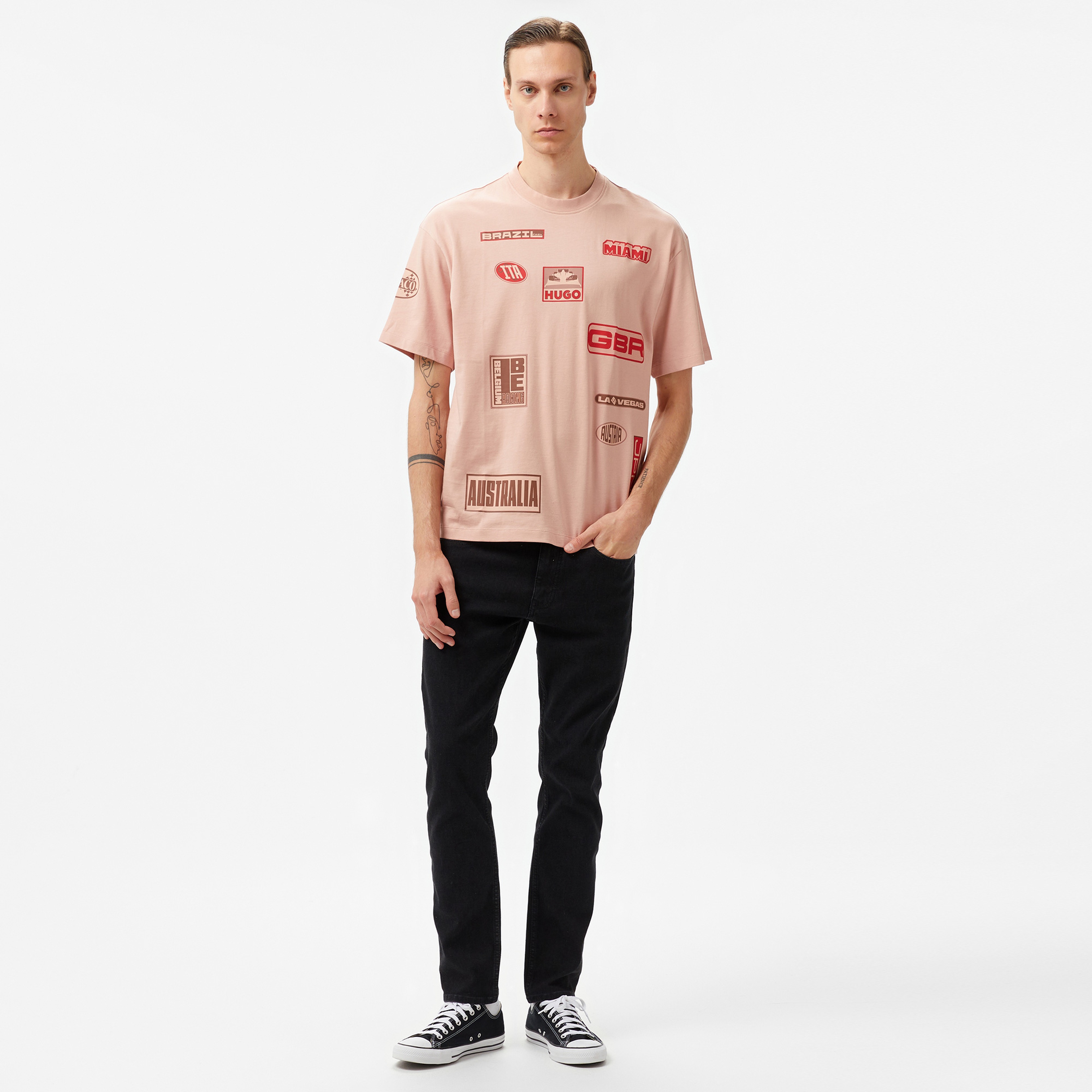 Hugo Druve RB Erkek Pembe T-Shirt