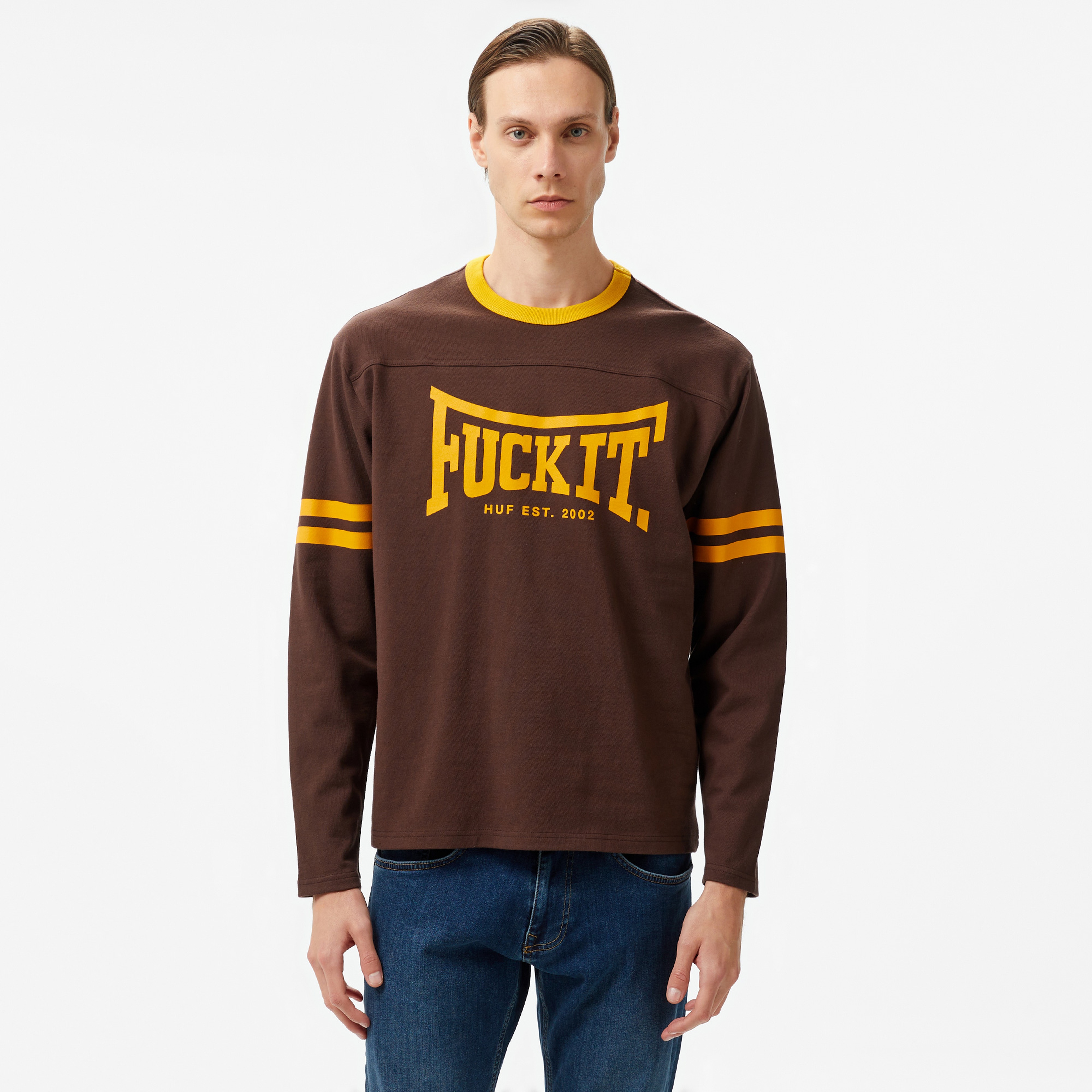 HUF Exeter Football Shirt Erkek Kahverengi T-Shirt