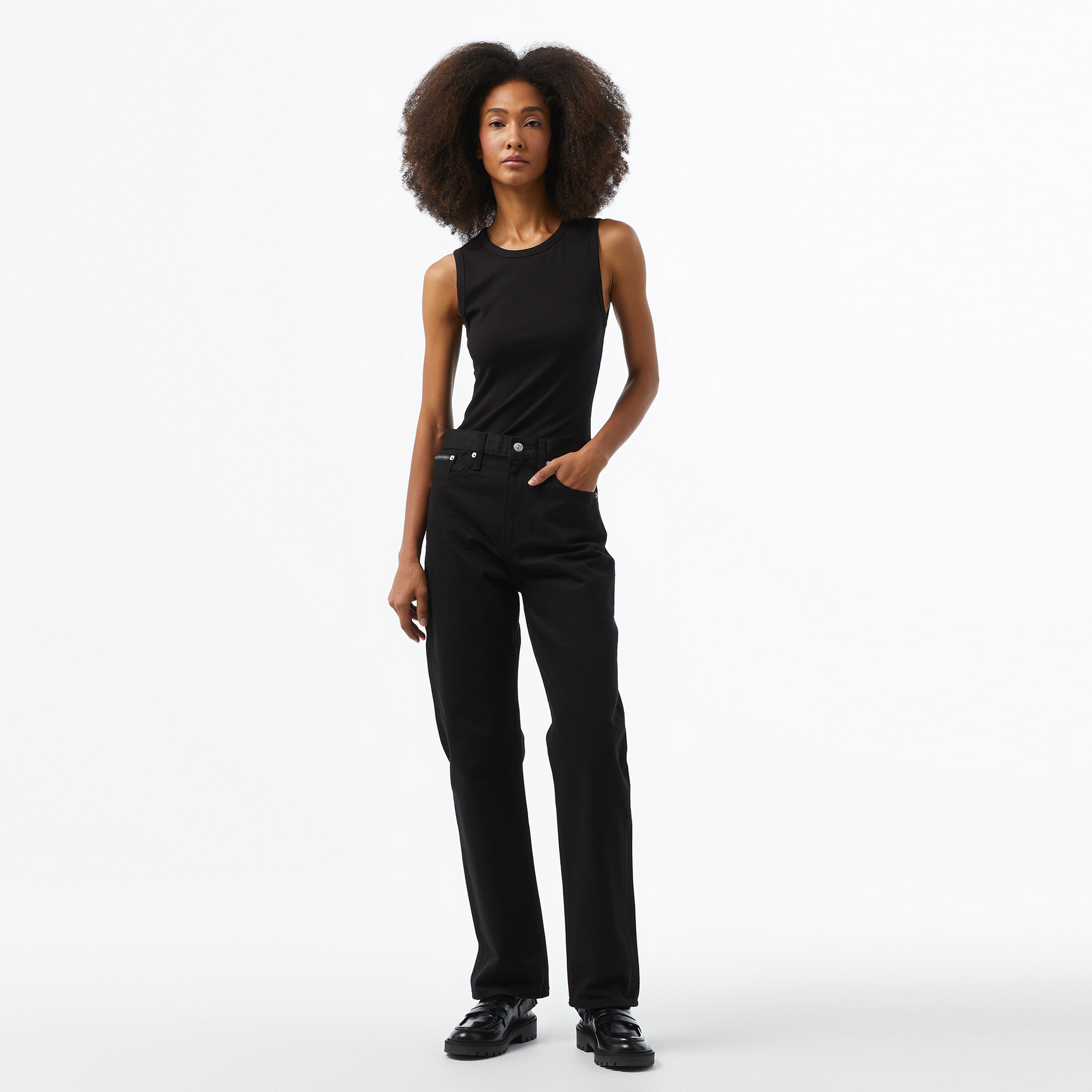 Calvin Klein Modal Rib Tank Top Kadın Siyah Kolsuz T-Shirt
