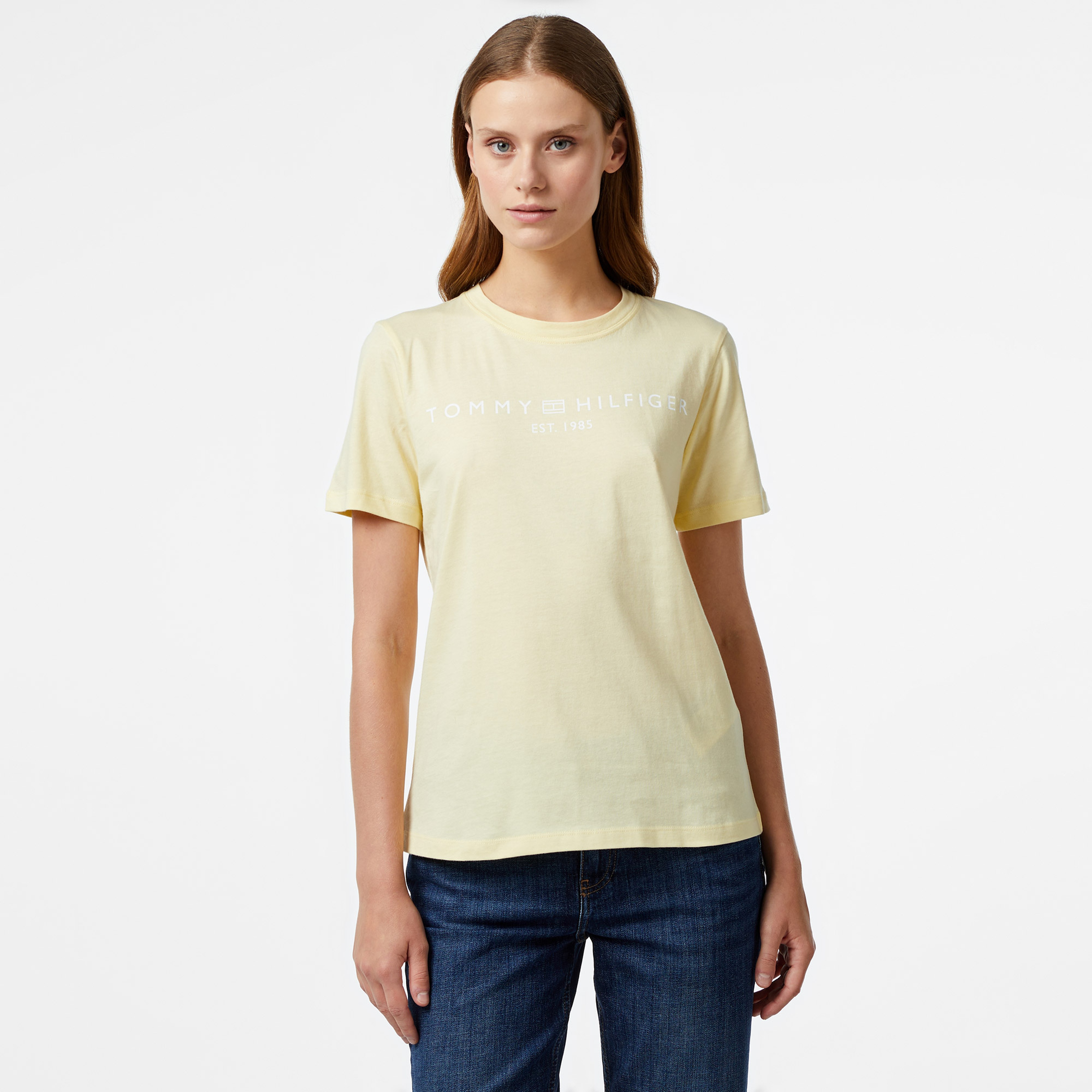 Tommy Hilfiger Corp Logo Kadın Sarı T-Shirt