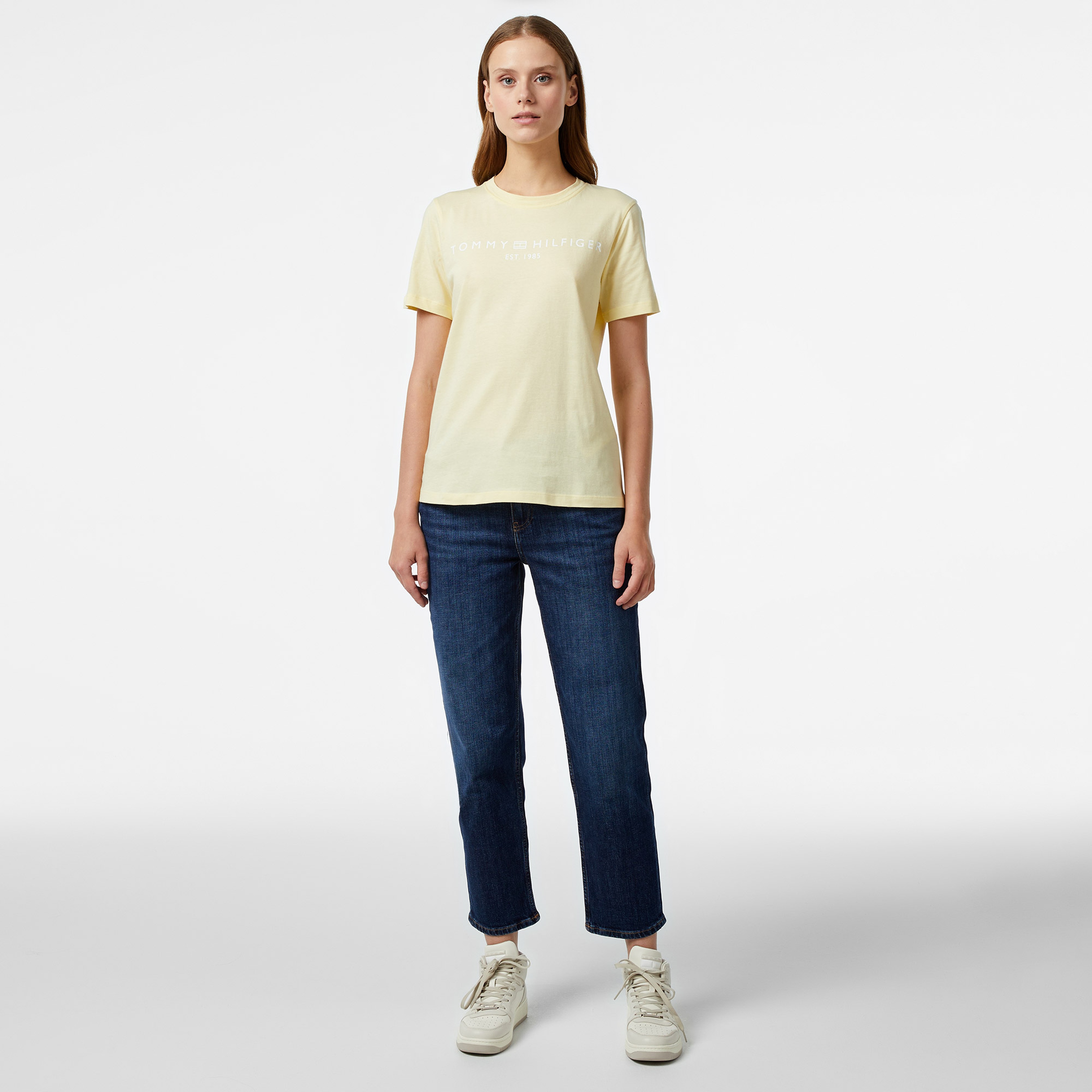 Tommy Hilfiger Corp Logo Kadın Sarı T-Shirt