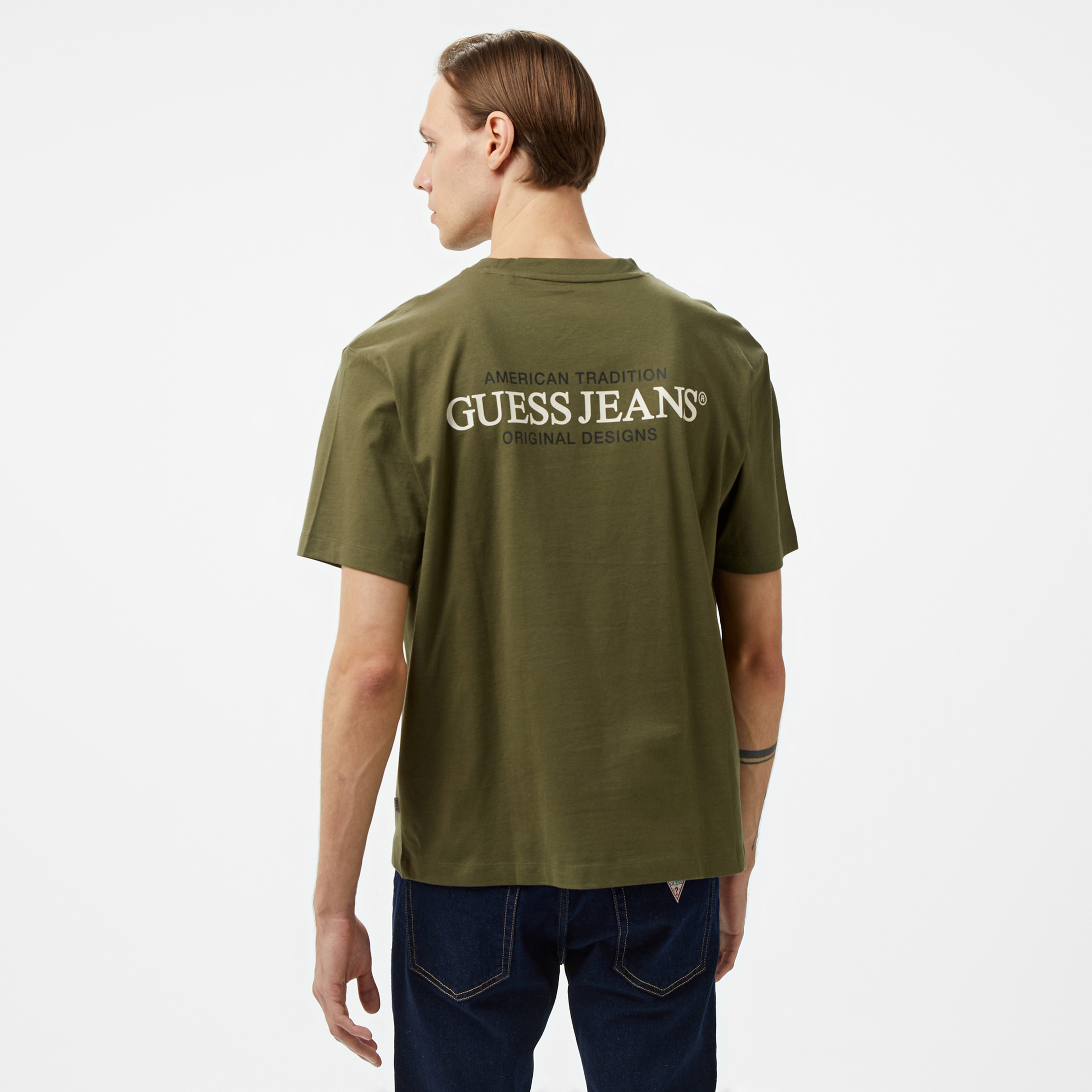 Guess American Mid Organic Heavy Jersey 205 Erkek Haki T-Shirt