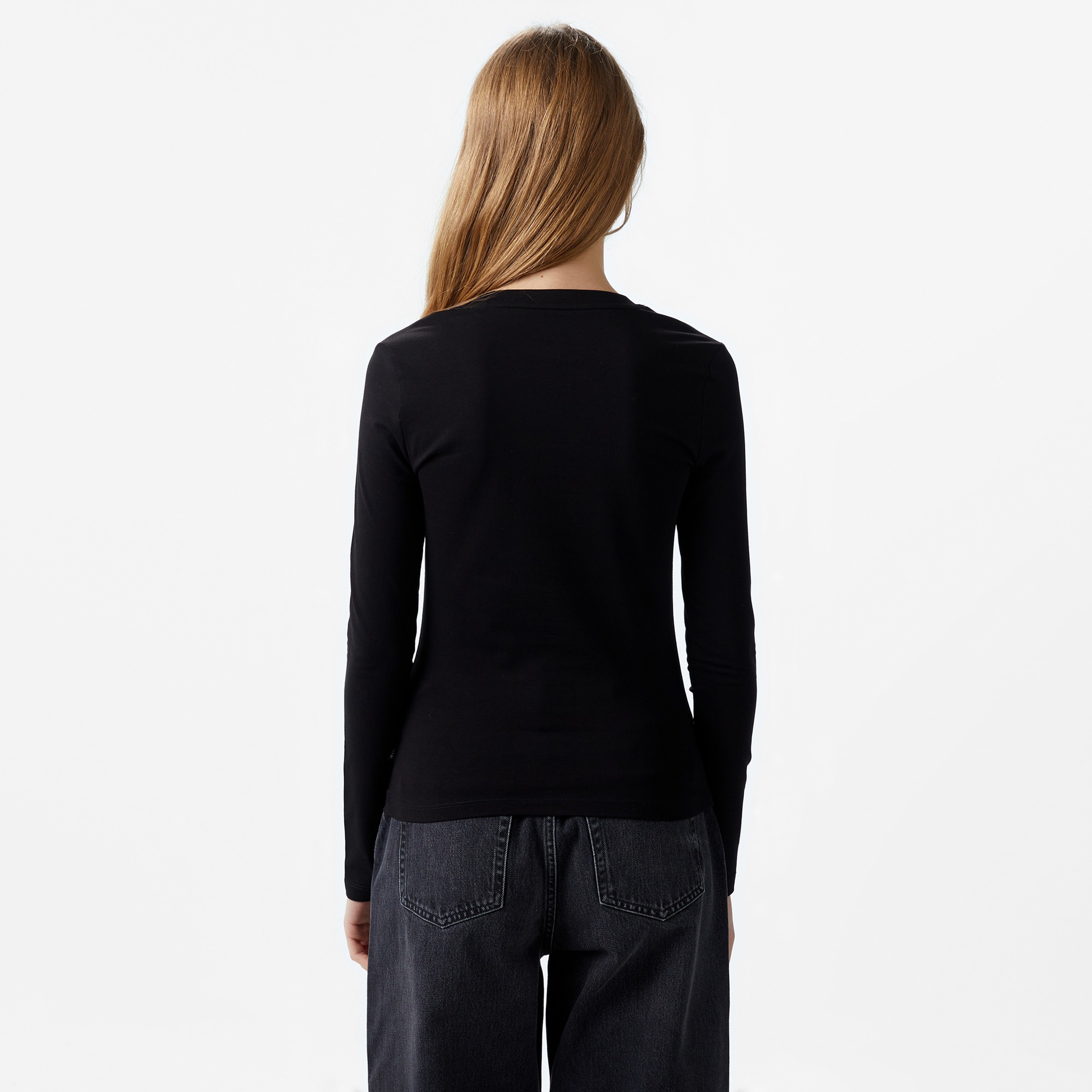 Guess Slim Mini Mid Organic Stretch Jersey 180 Kadın Siyah T-Shirt