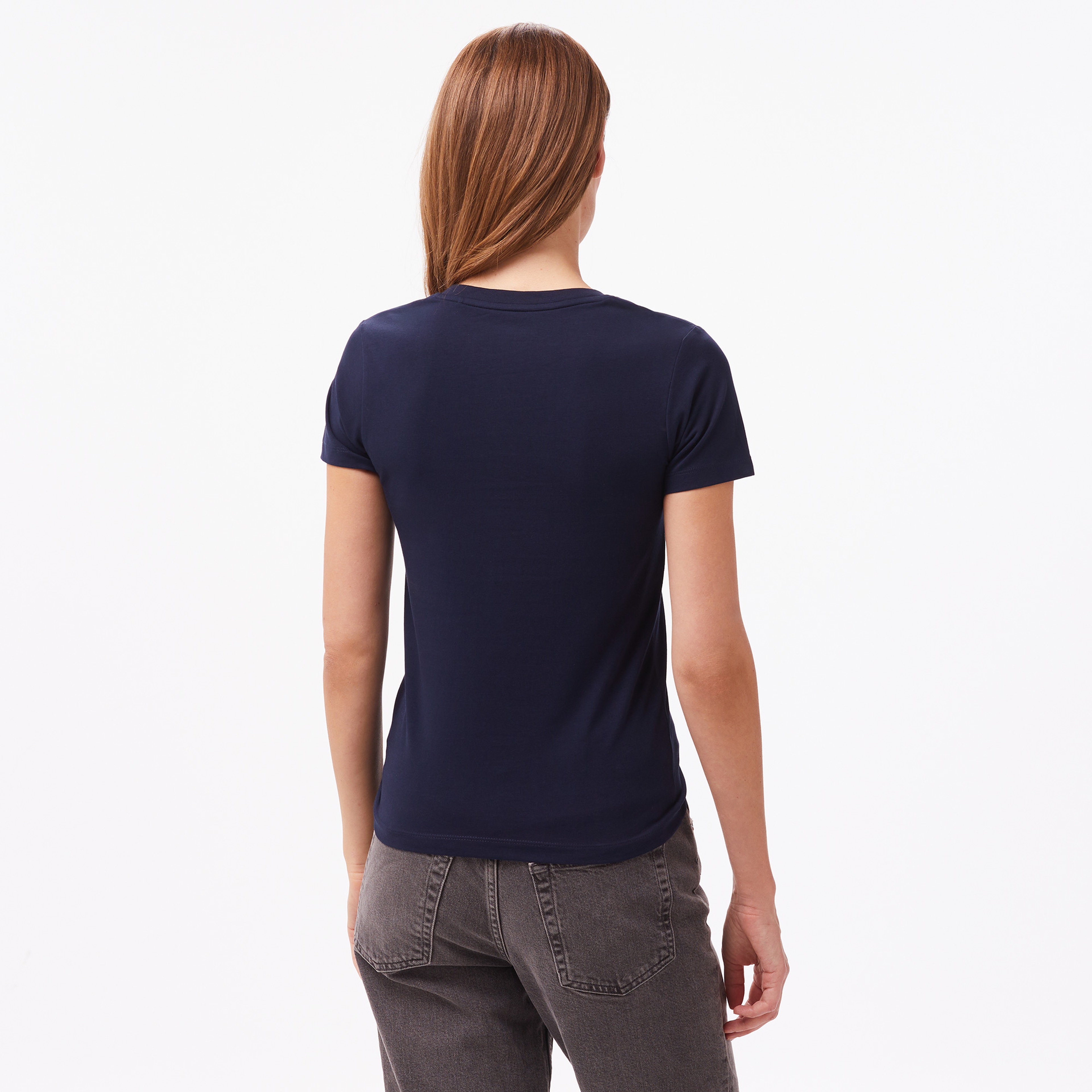 Guess Slim Mini Mid Organic Stretch Jersey 180 Kadın Lacivert T-Shirt