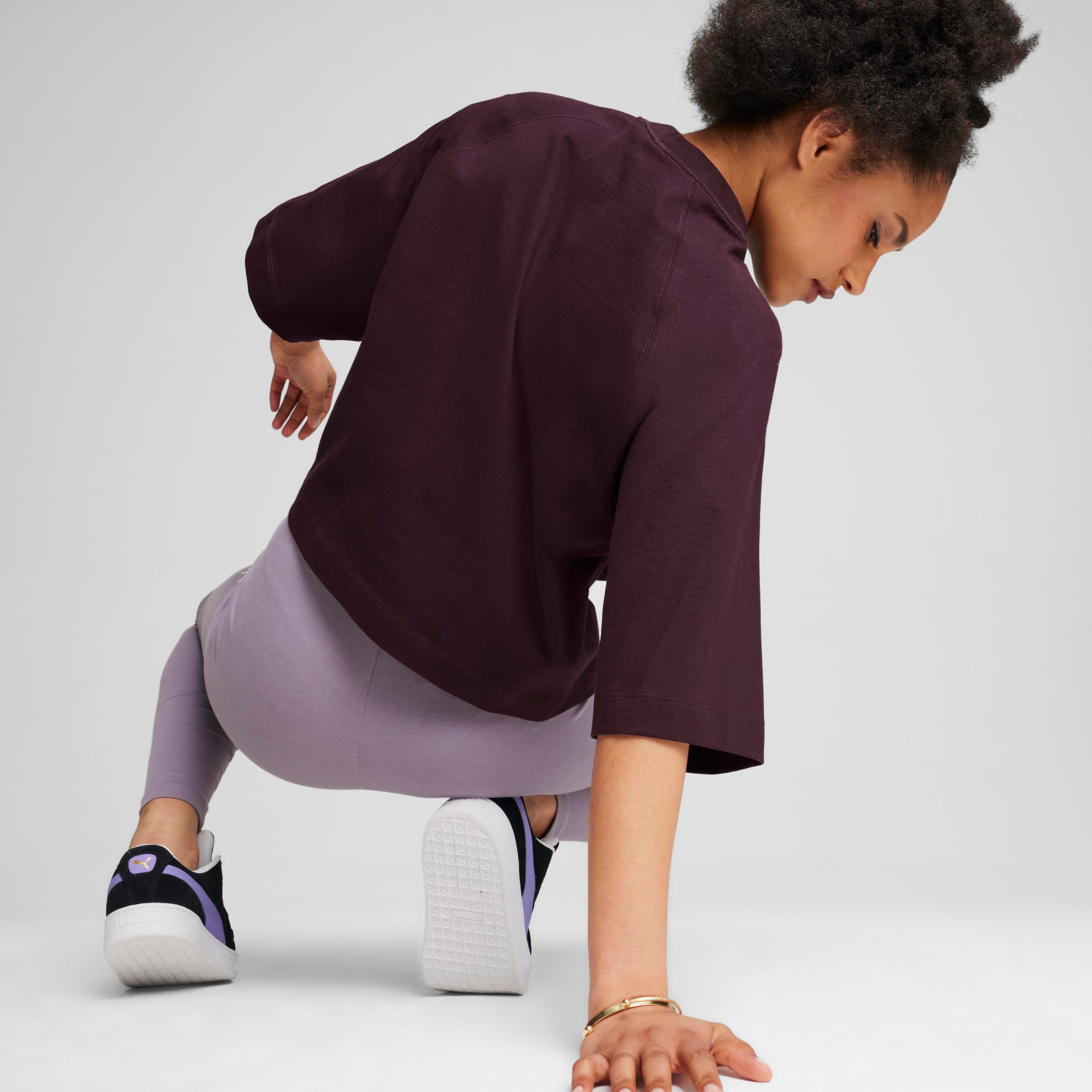 Puma Classics + Oversized Kadın Bordo T-Shirt