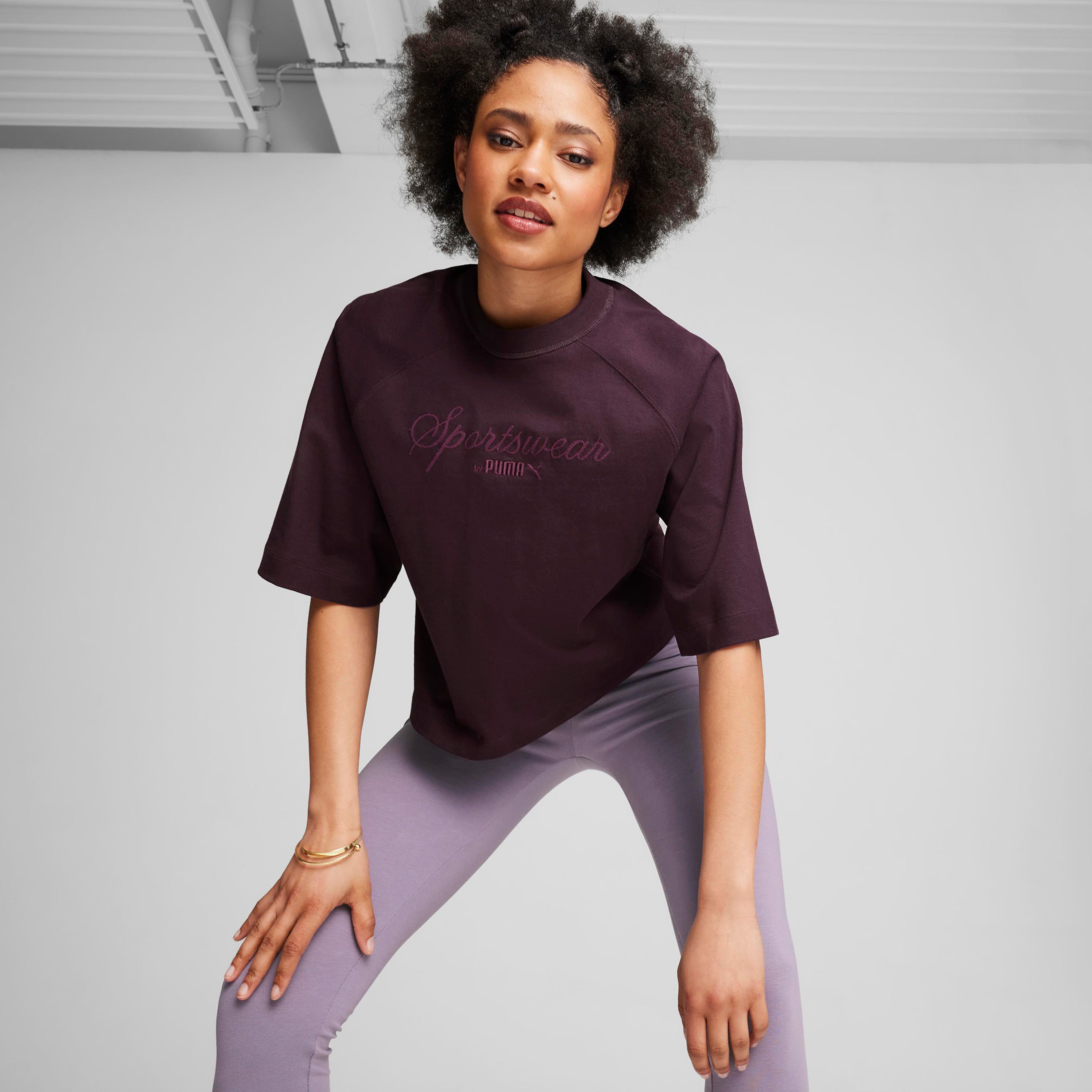 Puma Classics + Oversized Kadın Bordo T-Shirt