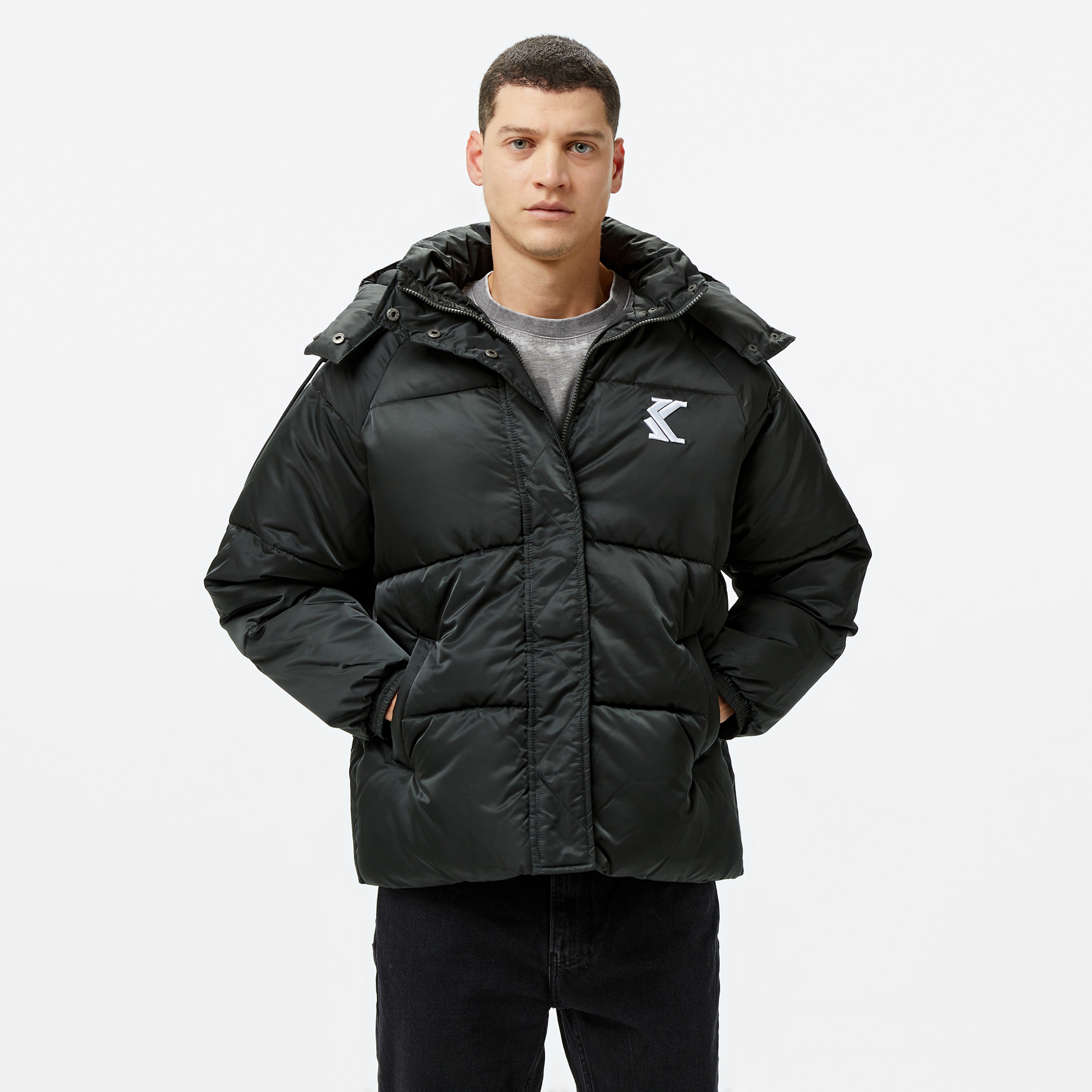 Karl Kani Og Os Puffer Kadın Siyah Mont