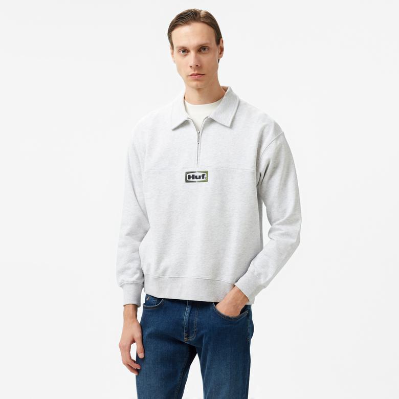HUF Slate Quarter Zip Fleece Erkek Gri Ceket