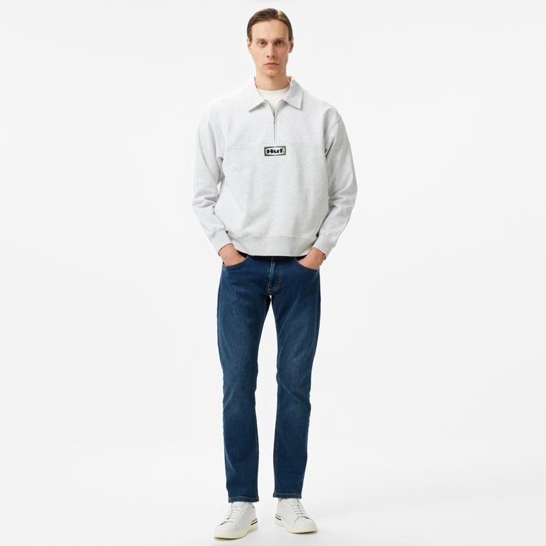 HUF Slate Quarter Zip Fleece Erkek Gri Ceket