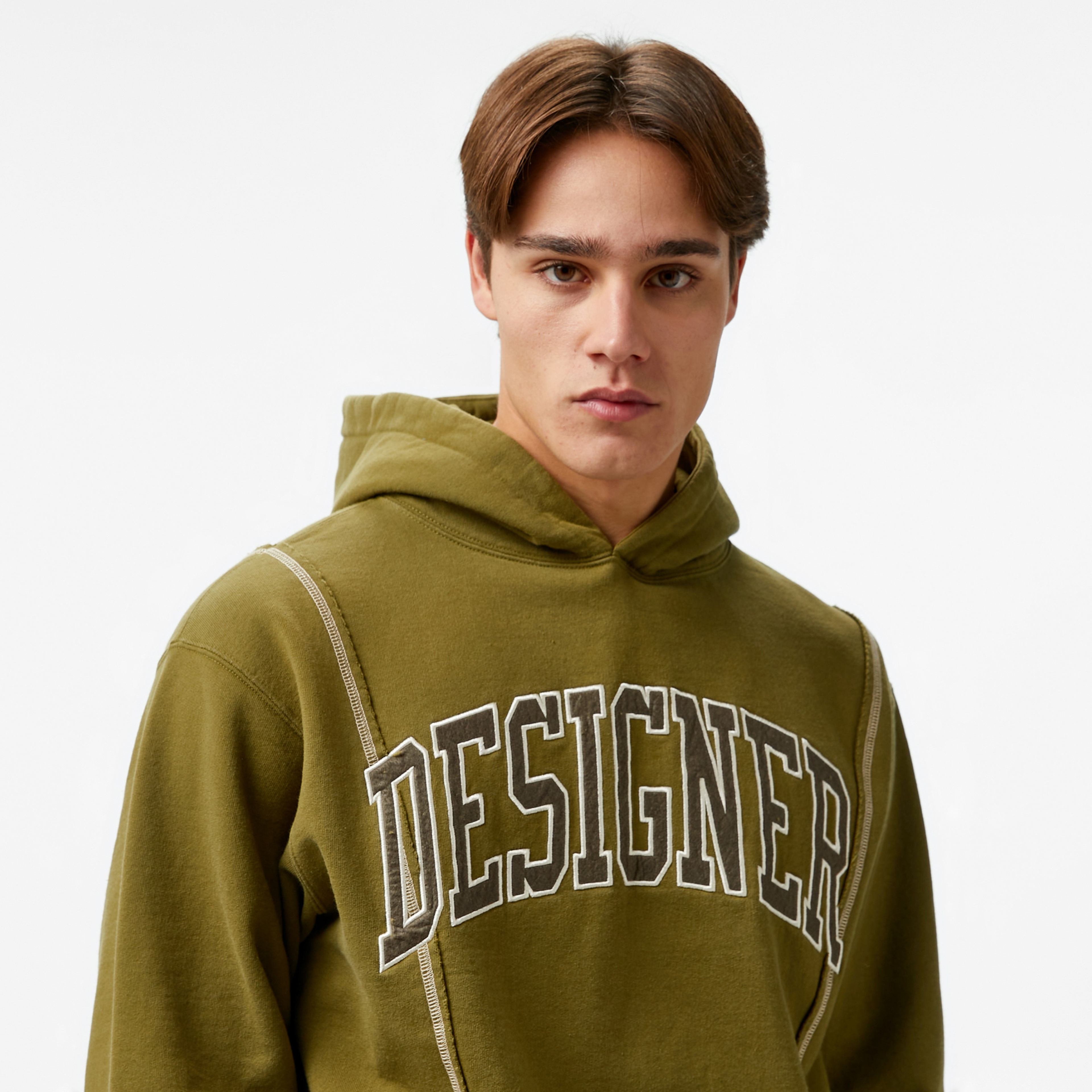 Market Designer Split Erkek Haki Sweatshirt