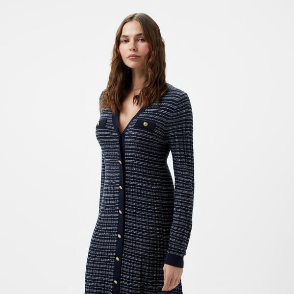 Tommy Hilfiger Textured V-Neck Kadın Beyaz Elbise