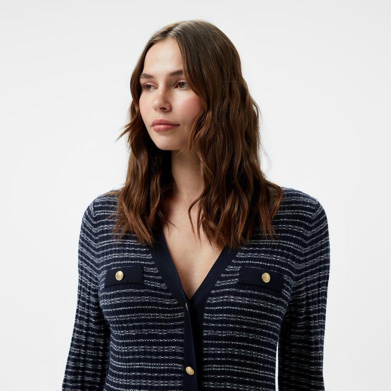 Tommy Hilfiger Textured V-Neck Kadın Beyaz Elbise