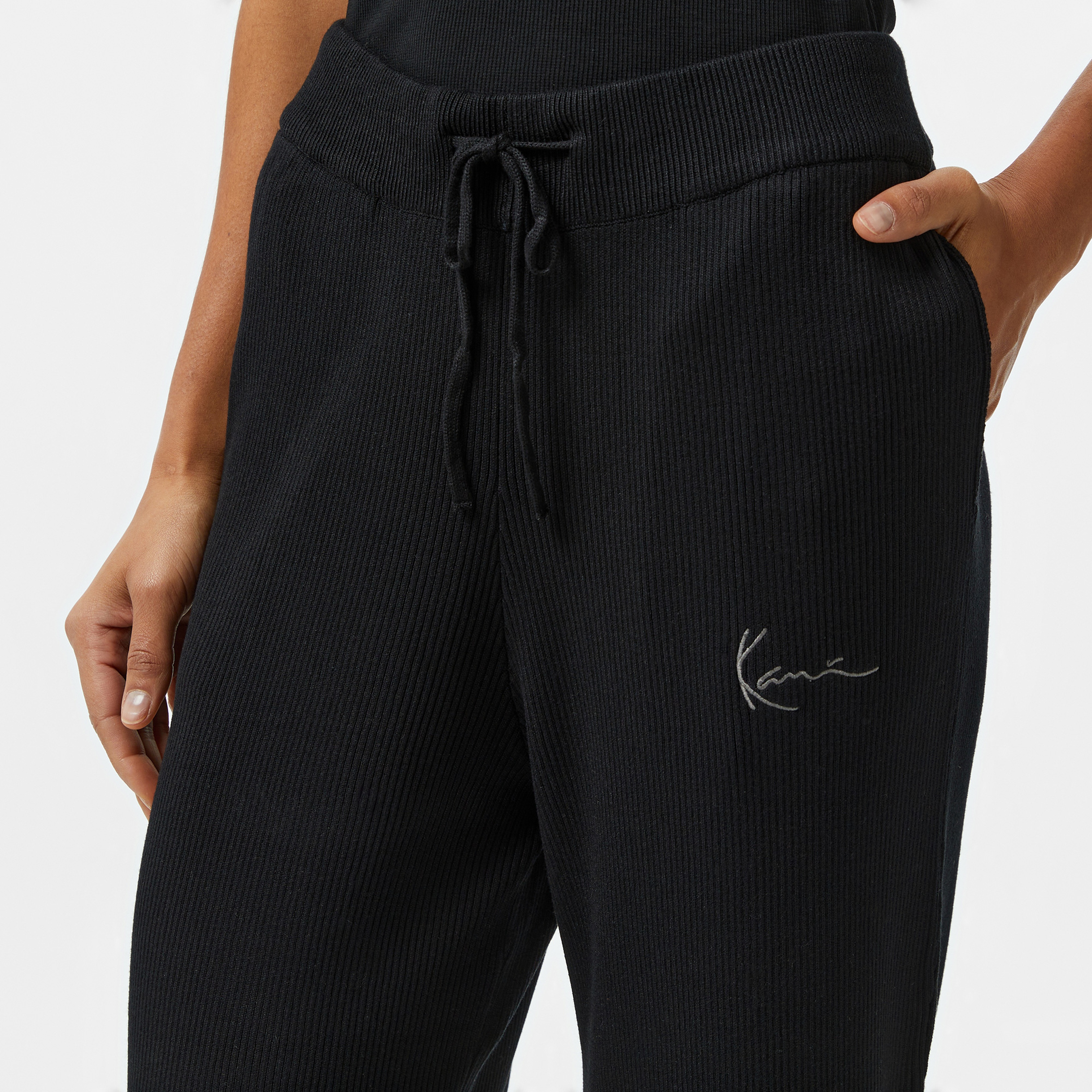 Karl Kani Small Signature Knit Wide Leg Kadın Siyah Eşofman Altı