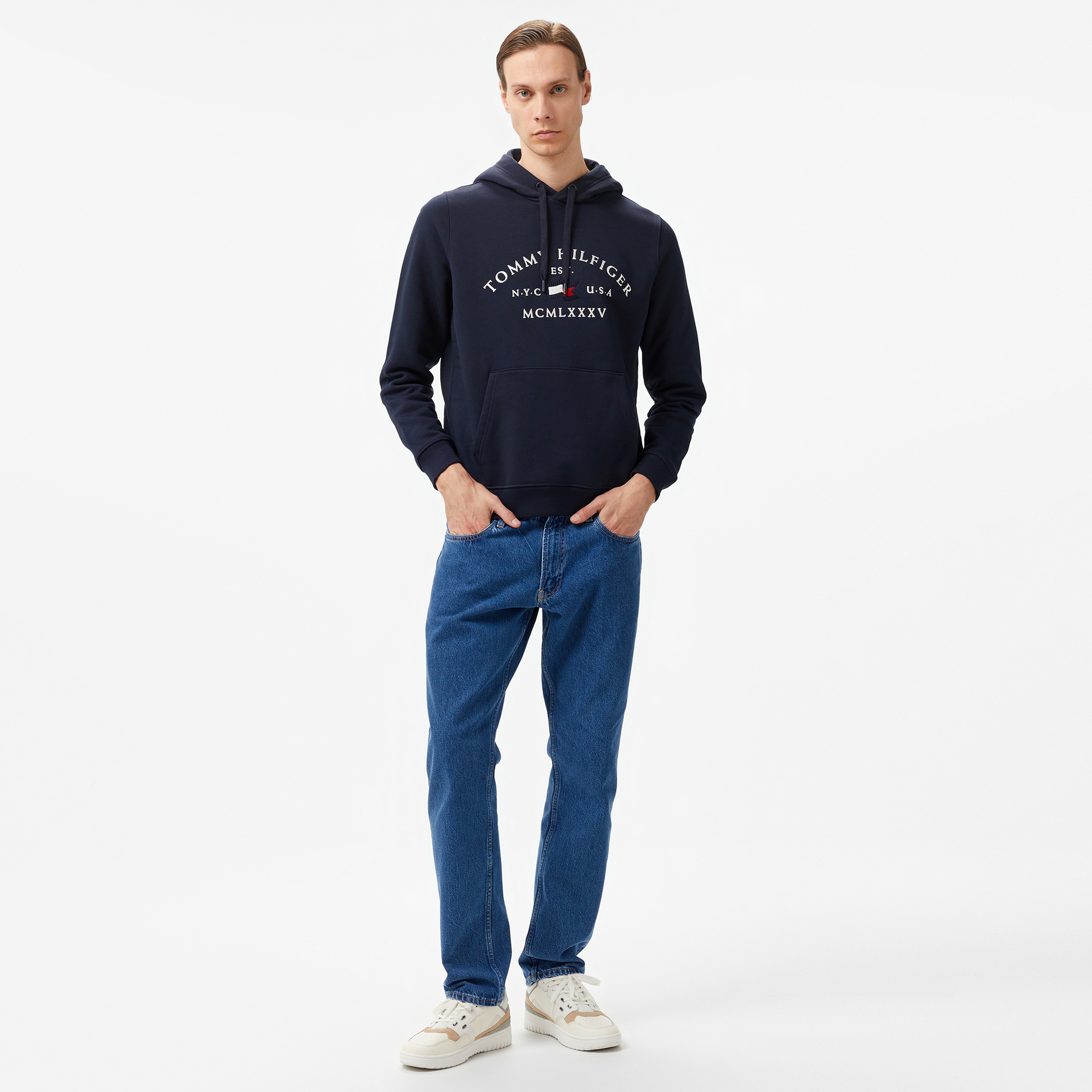 Tommy Hilfiger Nautical Arch Erkek Mavi Hoodie