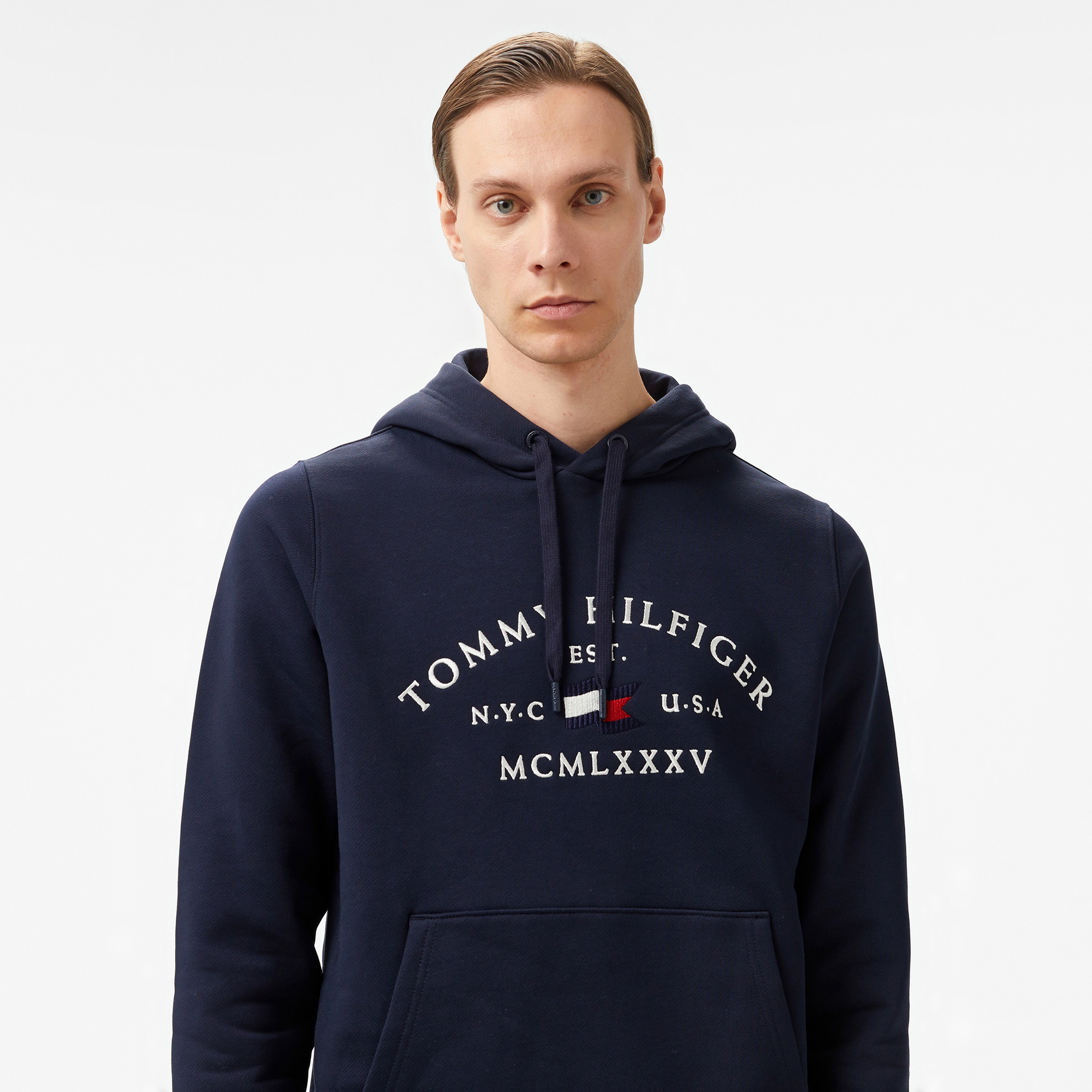 Tommy Hilfiger Nautical Arch Erkek Mavi Hoodie