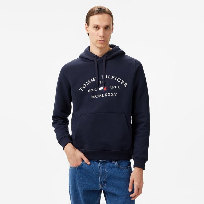 Tommy Hilfiger Nautical Arch Erkek Mavi Hoodie