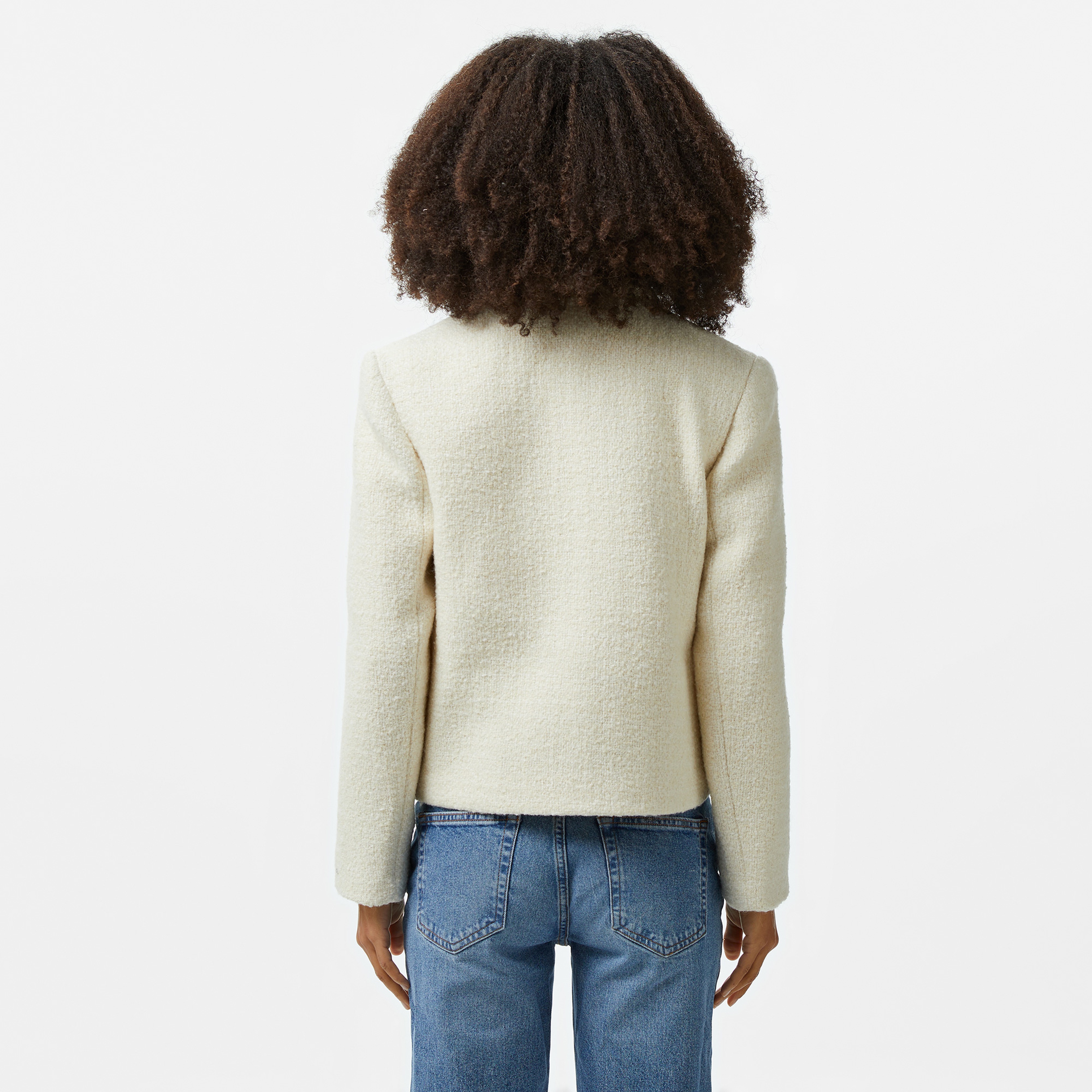 Tommy Hilfiger Boucle Mix Kadın Beyaz Ceket