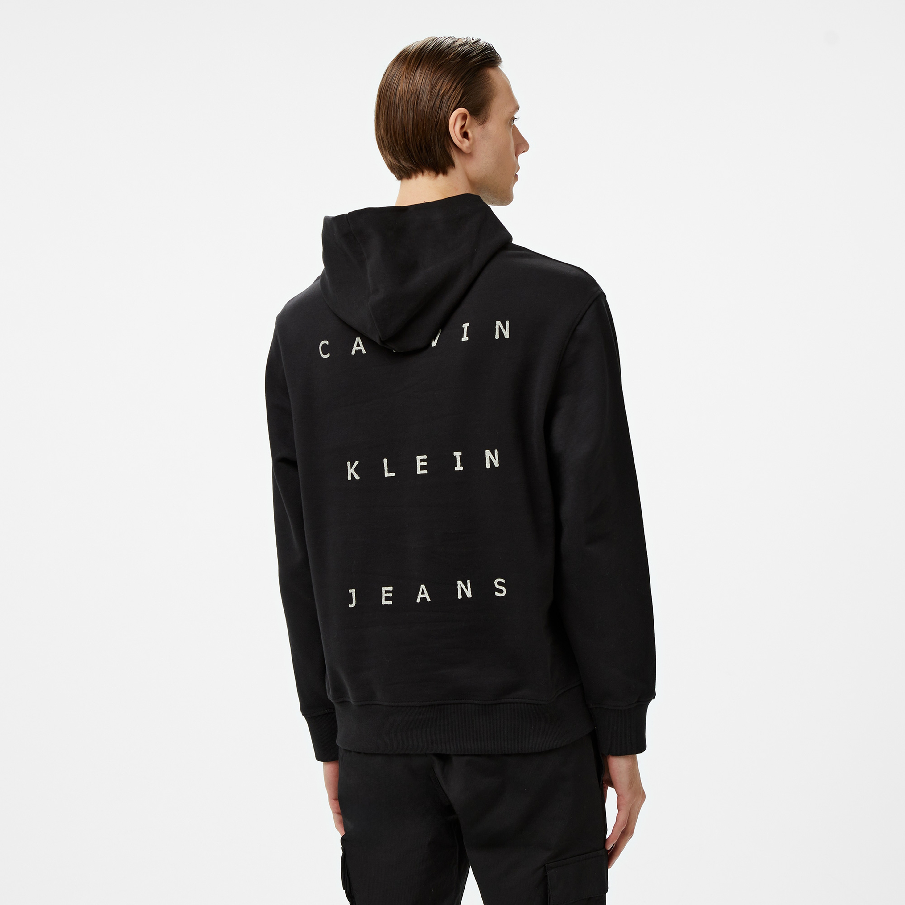 Calvin Klein Jeans Stamp Back Graphic Erkek Siyah Hoodie