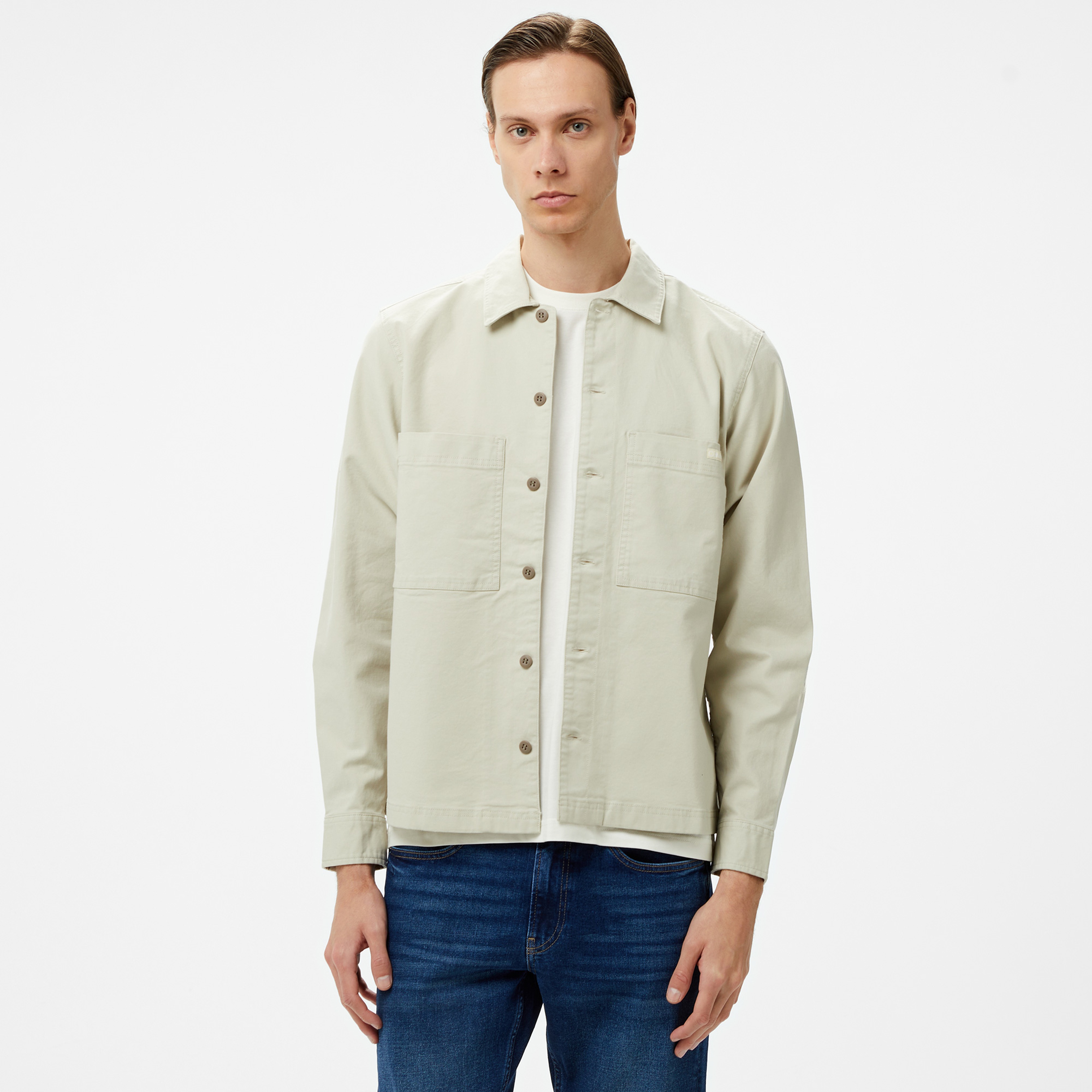 Calvin Klein Jeans Relaxed Utility Erkek Krem Gömlek