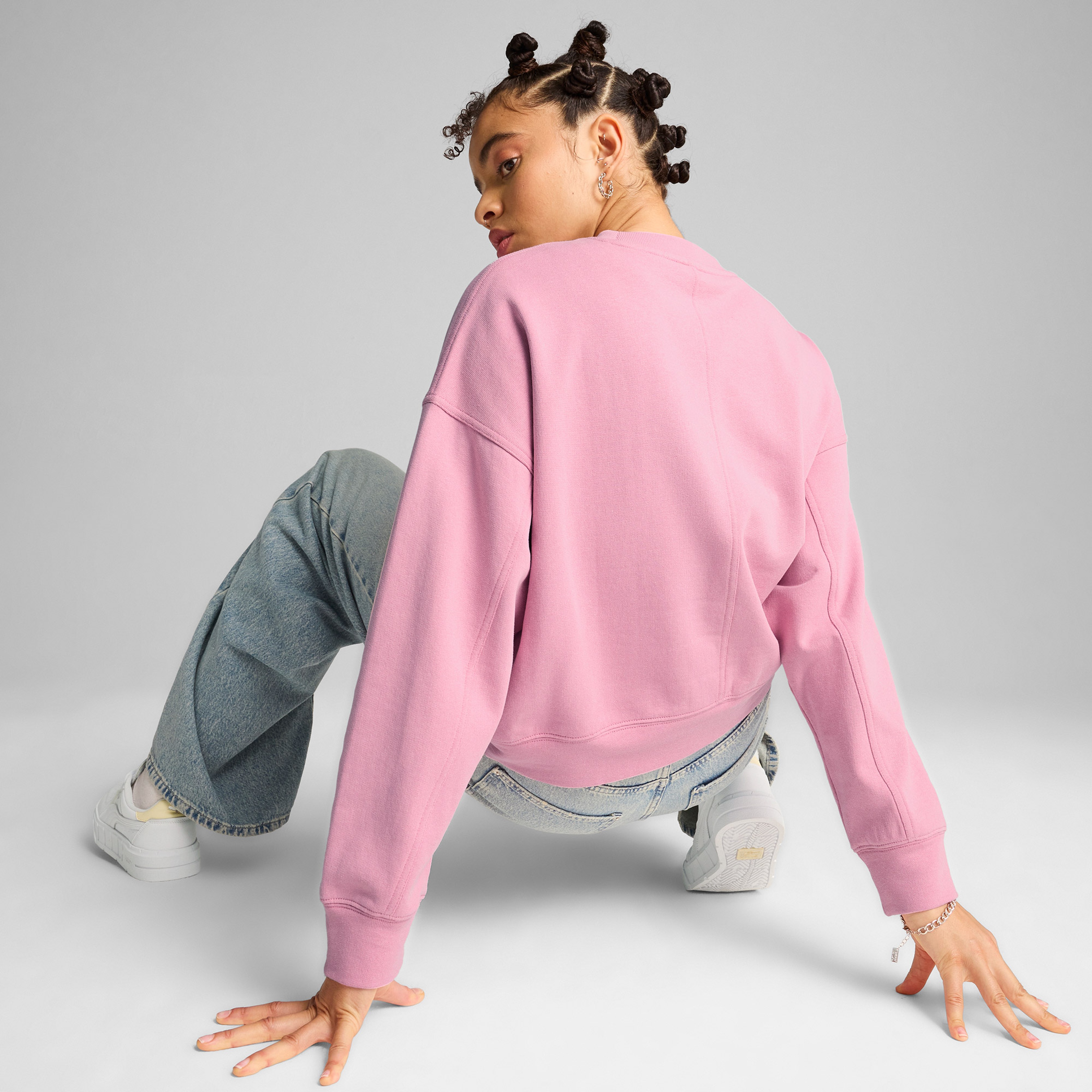 Puma Downtown Re:Collection Crew Kadın Pembe Sweatshirt